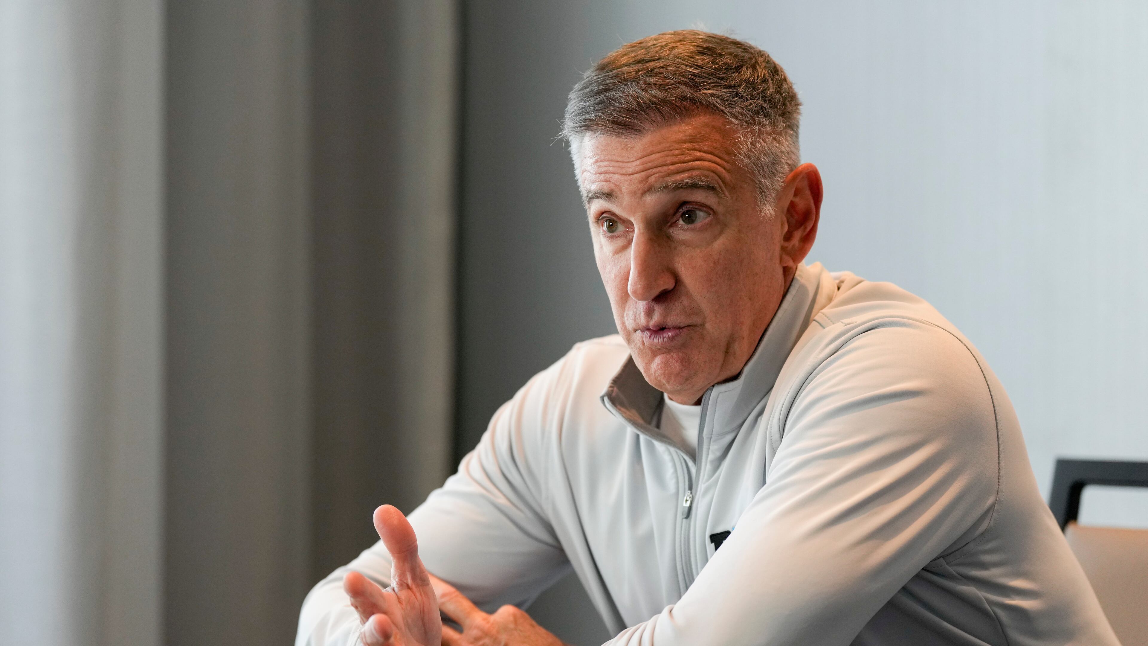 FILE - Big Ten Conference commissioner Tony Petitti speaks during a news conference after meetings between the Southeastern Conference and Big Ten Conference, Thursday, Oct. 10, 2024, in Nashville, Tenn. (AP Photo/George Walker IV,File)