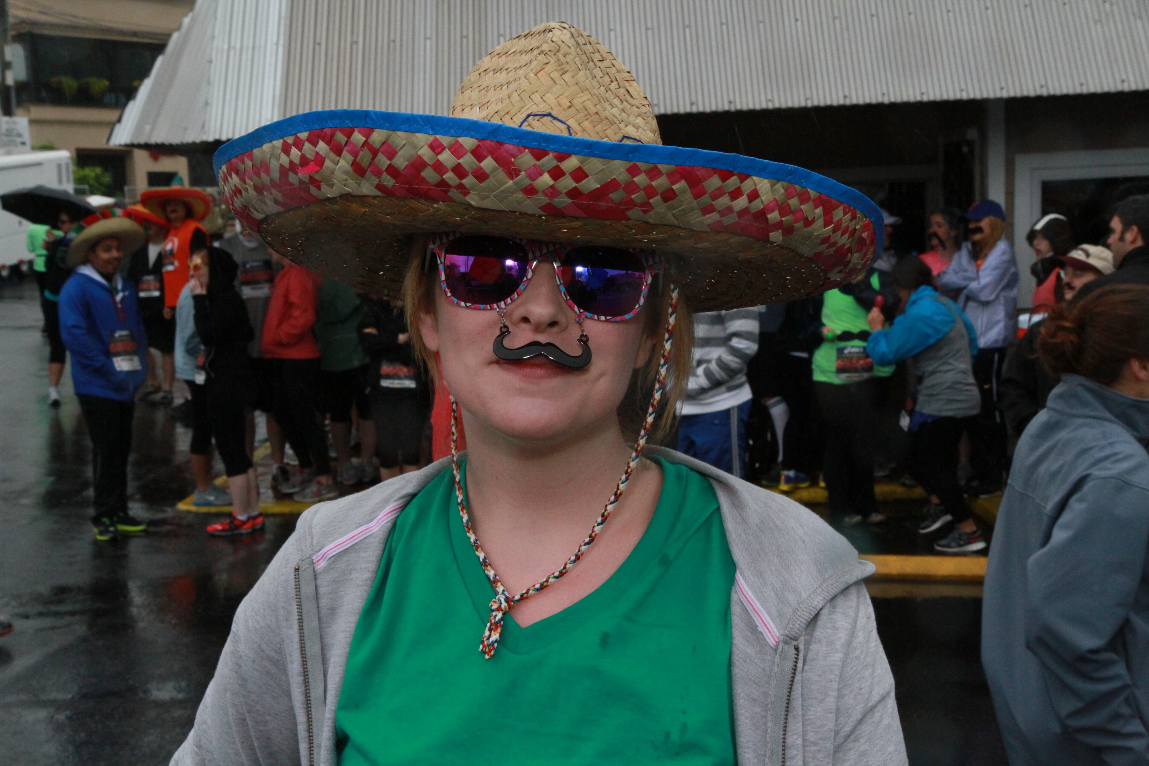 Hundreds of people braved the bad weather with their stache and sombrero in tow, ready for the big race.