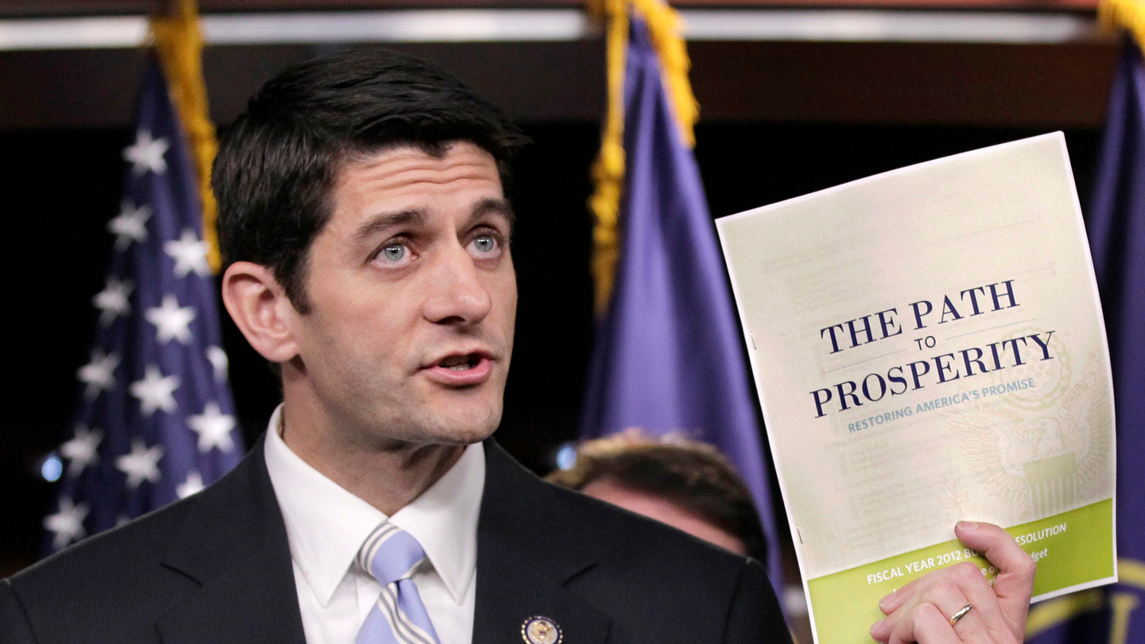 FILE - In this April 5, 2011 file photo, House Budget Committee Chairman Paul Ryan, R-Wis., touts his 2012 federal budget plan during a news conference on Capitol Hill in Washington. Democrats are hitting the reset button on health care for next yearís elections. Weary of getting pounded over the new health overhaul law, President Barack Obama and his party are changing the subject to Medicare. Obama signaled last week heís on board with the shift.(AP Photo/J. Scott Applewhite, File)