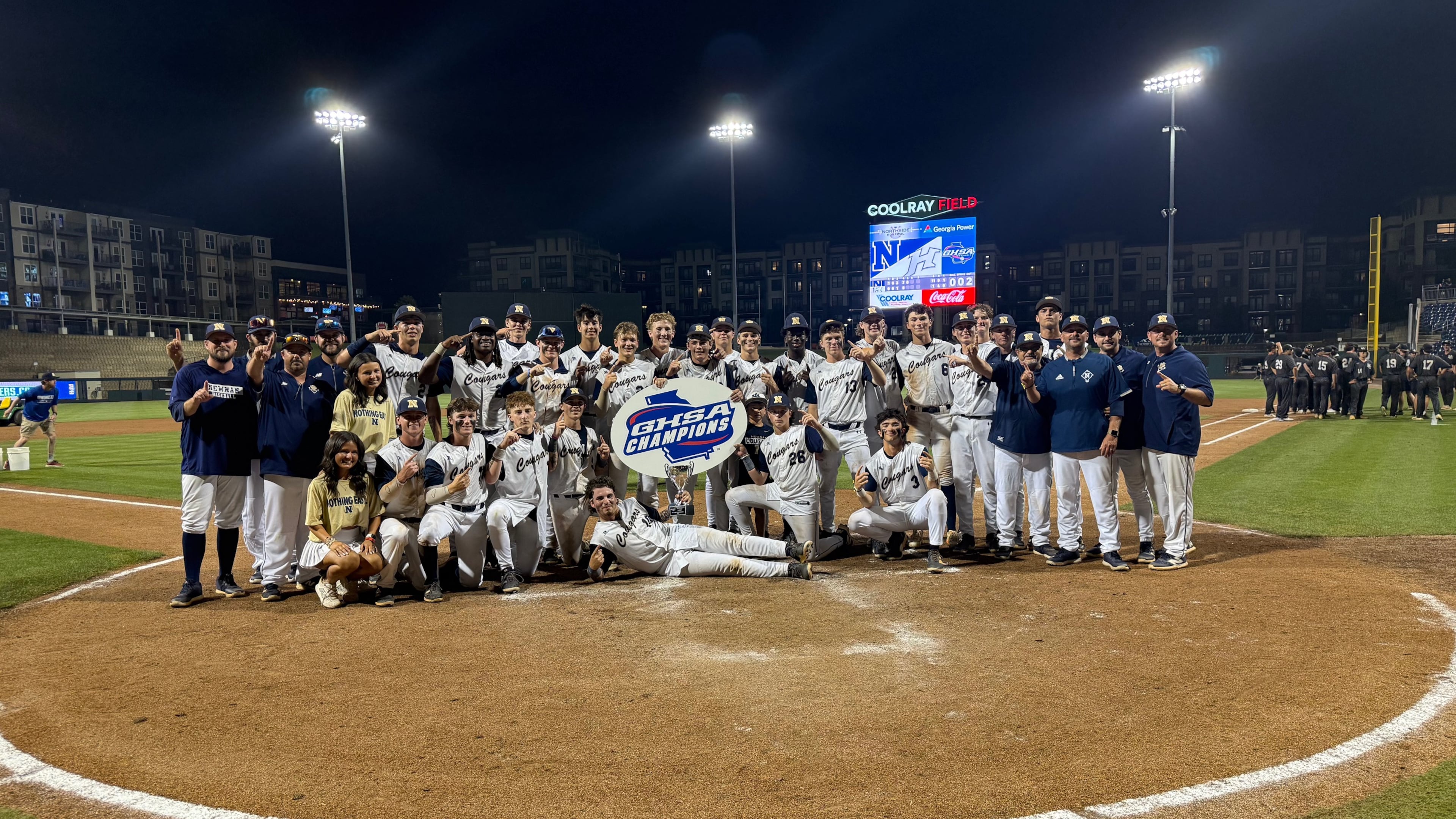 Newnan won the Class 5A baseball championship, sweeping a doubleheader from Houston County, May 19, 2026.