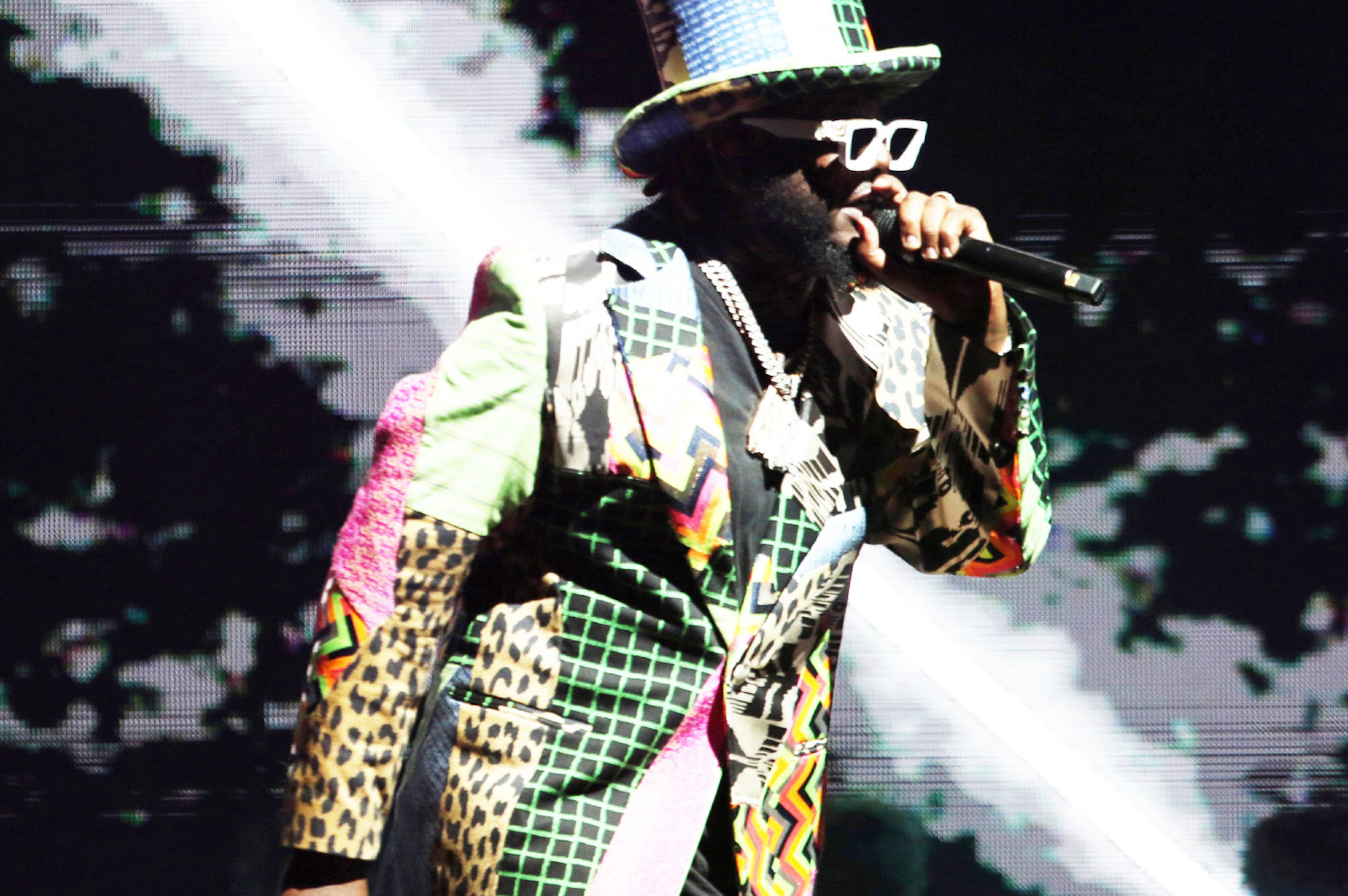 Atlanta rapper T-Pain, pictured performing at Lakewood Amphitheatre in 2024, is suing Konvict Entertainment, alleging he is owed almost $500,000 in unpaid royalties from record sales. (Robb Cohen for the AJC)