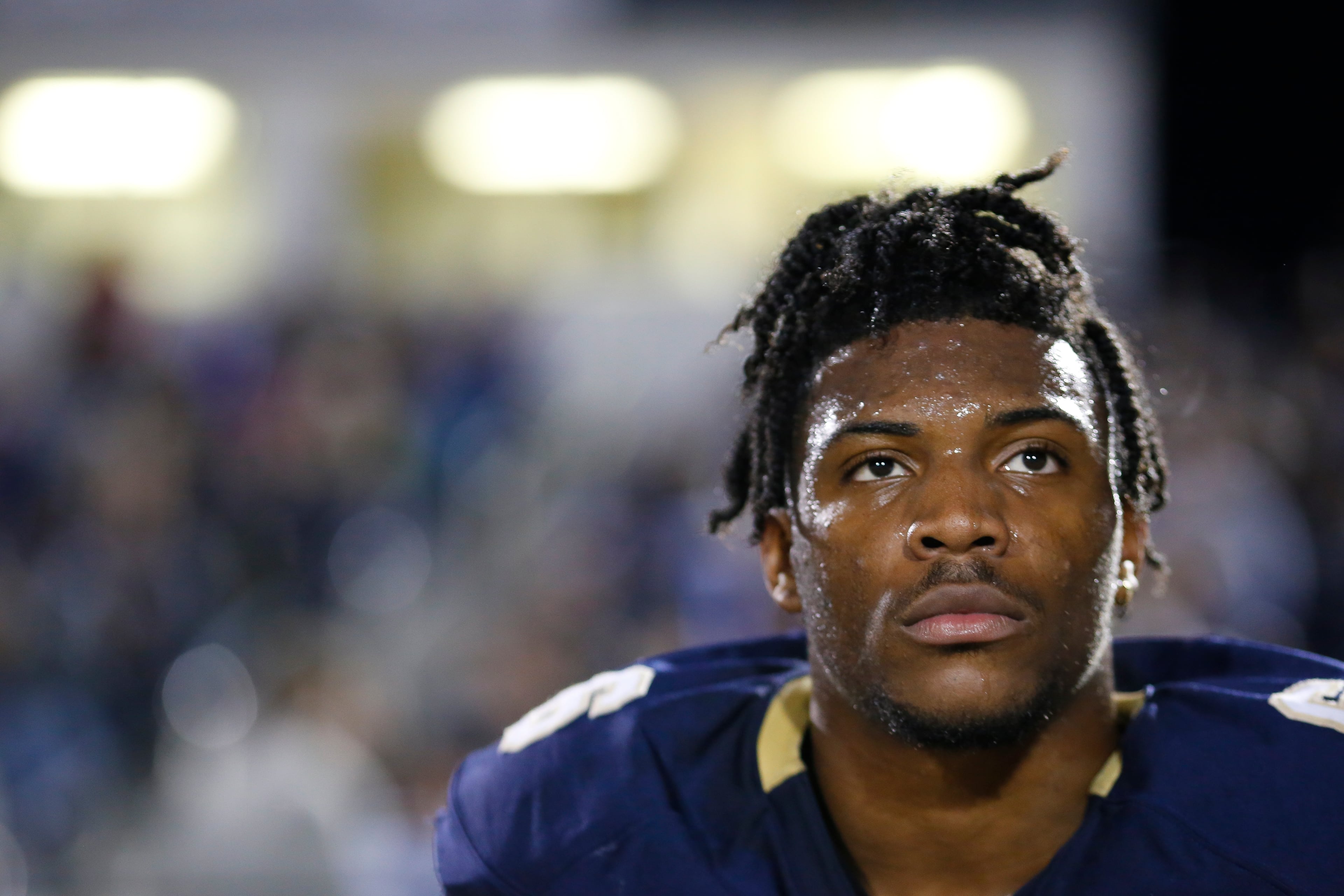 Dacula's Sean McDaniel (6) looks on as Dacula remains scoreless during the first half of Friday's game against Northside Warner Robins. (Casey Sykes/Special)