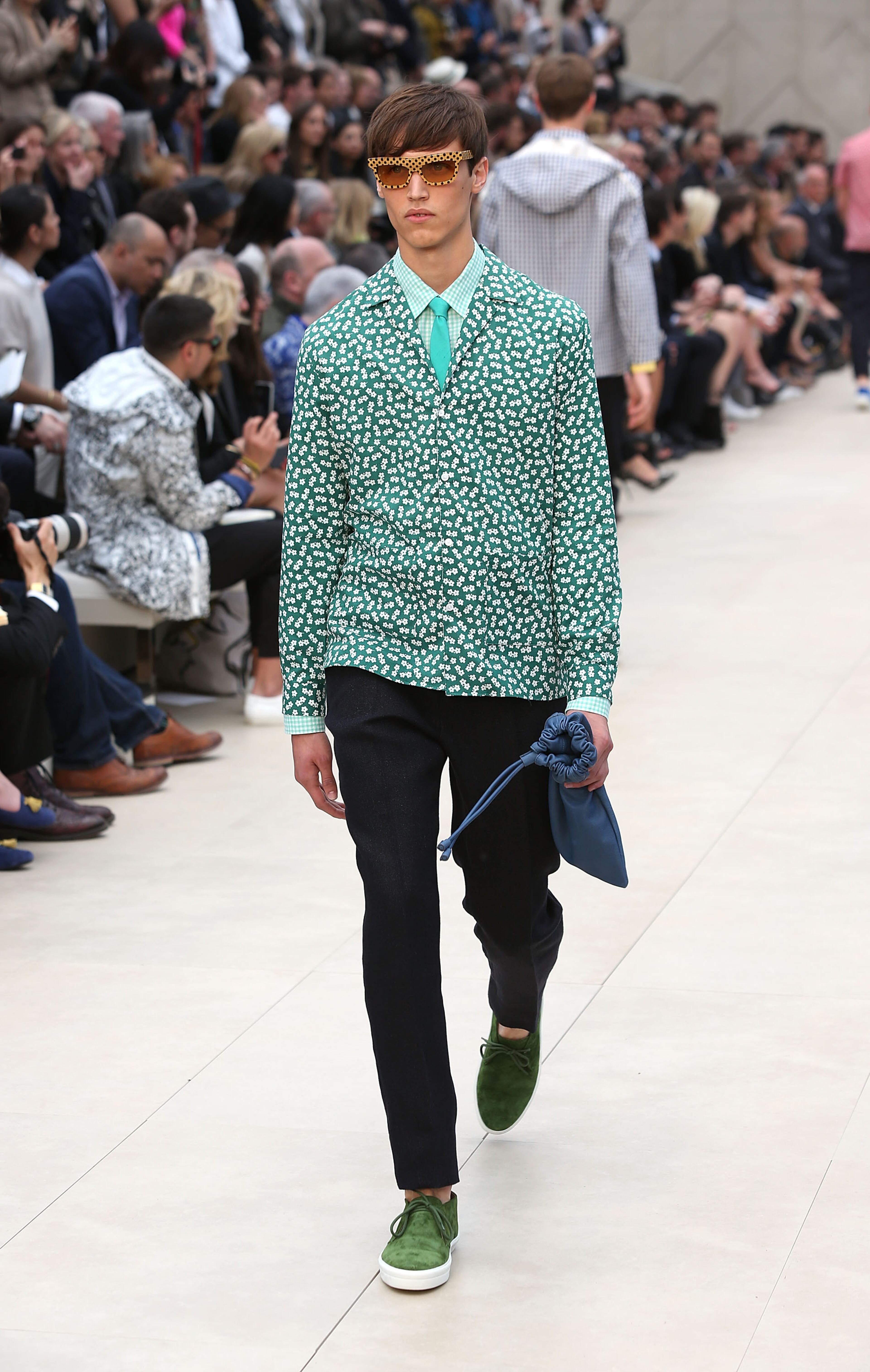 A model walks the runway at the Burberry Prorsum show at the London Collections: MEN SS14 at Kensington Gardens on June 18, 2013 in London, England.