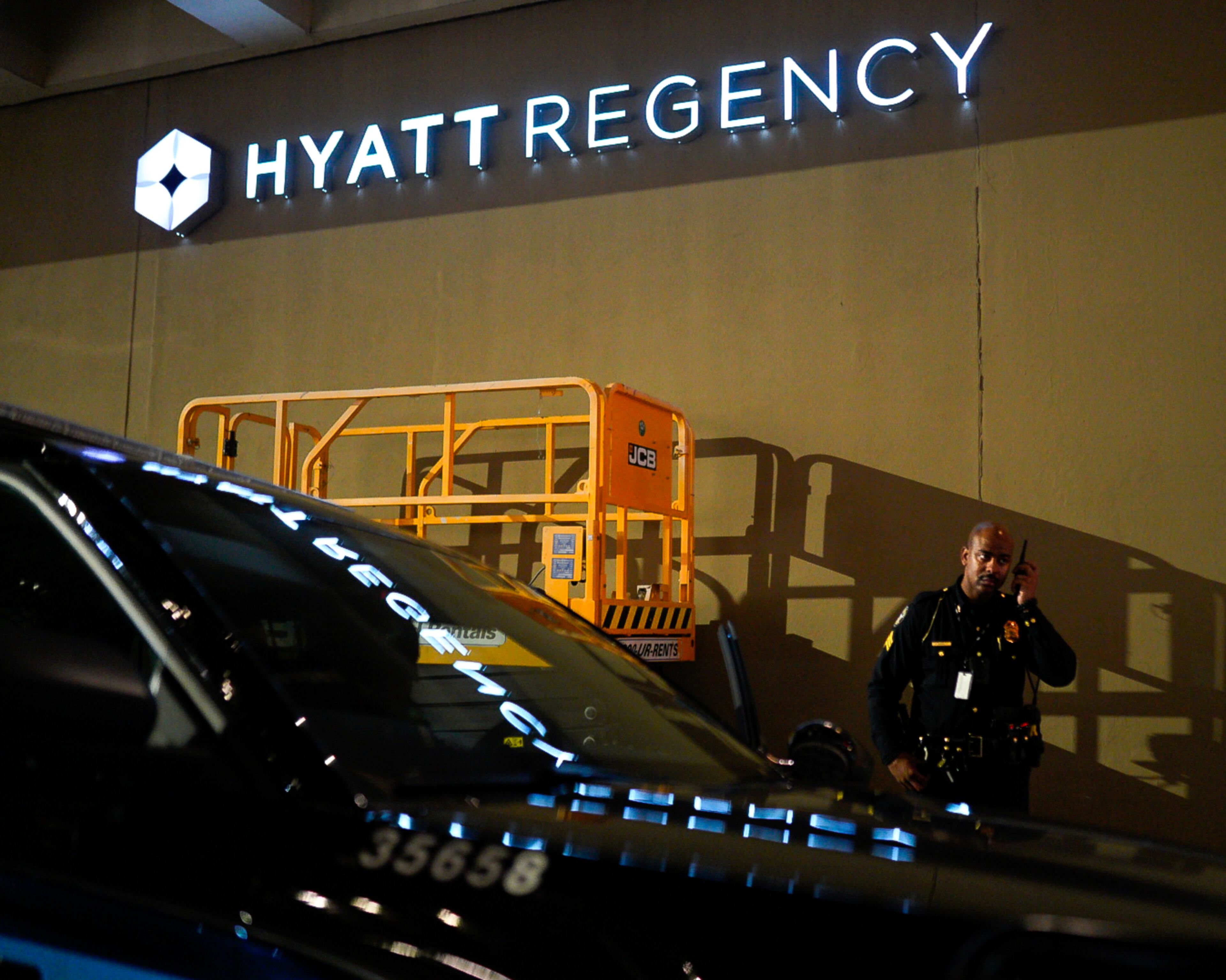 Atlanta police were at the scene of the shooting at the Hyatt Regency Hotel.
