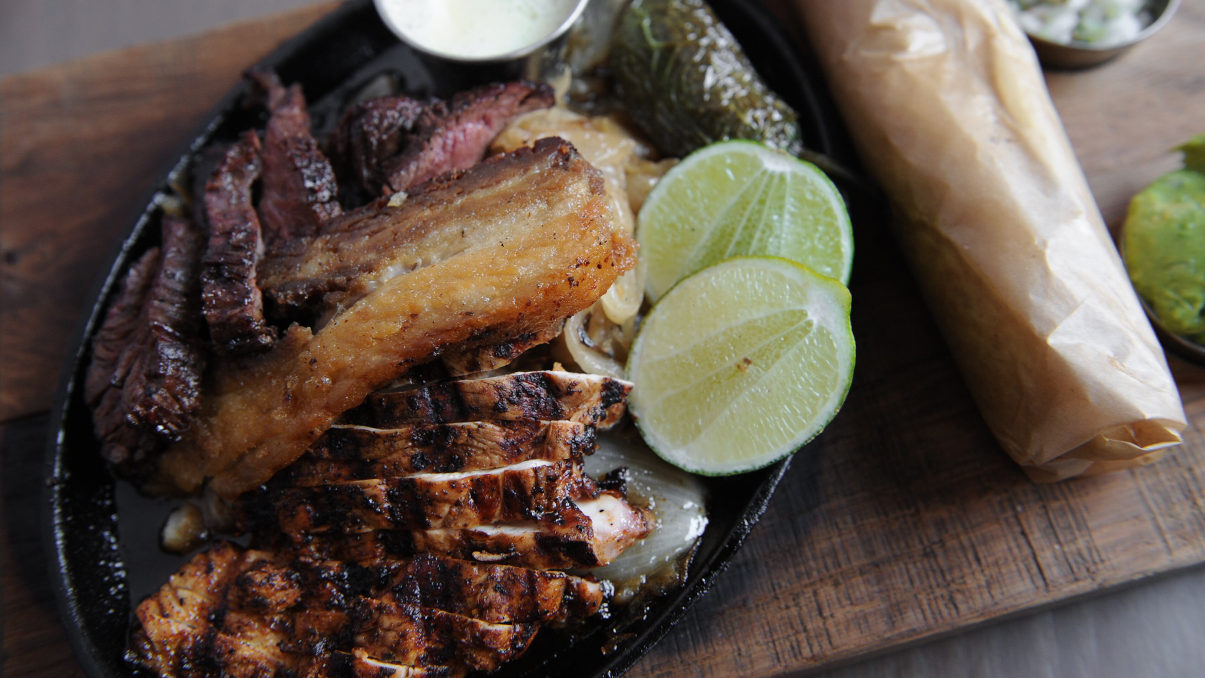 Beef and chicken fajitas are on the menu at Ford Fry's Superica in Krog Street Marlet. (Becky Stein Photography) Beef and chicken fajitas are on the menu at Ford Fry's Superica in Krog Street Marlet. (Becky Stein Photography)