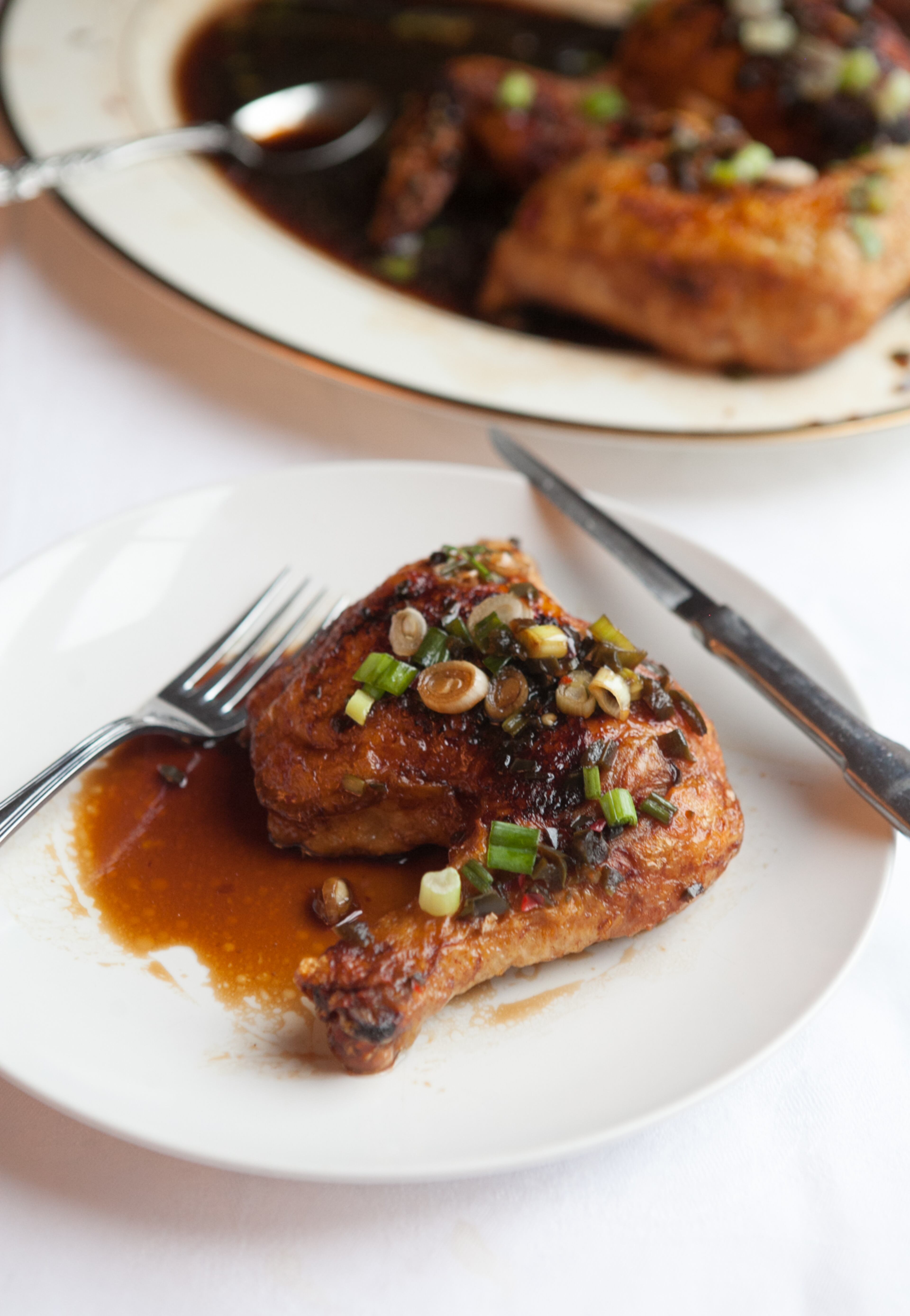 Hy Vong's Fried Chicken. Cookbook author Lee Brian Schrager discovered this simple dish at a Vietnamese restaurant in Miami, where he lives. A quartered bird is fried in hot oil, then drizzled in a sauce of soy and hot peppers and sprinkled with scallions. Schrager includes the recipe in his new book "Fried & True: More Than 50 Recipes for America's Best Fried Chicken and Sides" (Clarkson Potter, $22.50). (styling by Wendell Brock) (Photography by Renee Brock/Special)