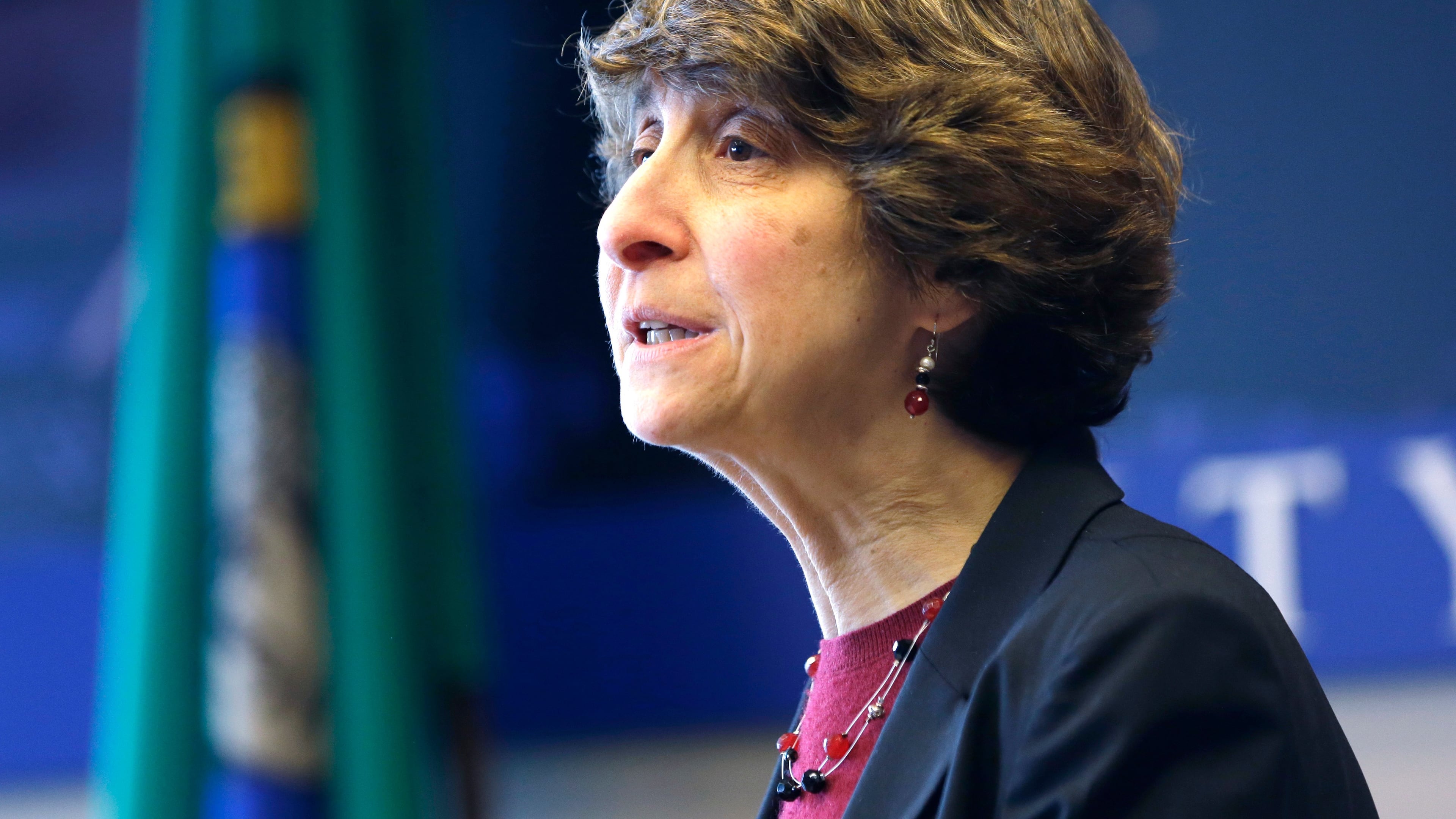 FILE - Jocelyn Samuels speaks in Seattle, Feb. 4, 2014. (AP Photo/Elaine Thompson, File)