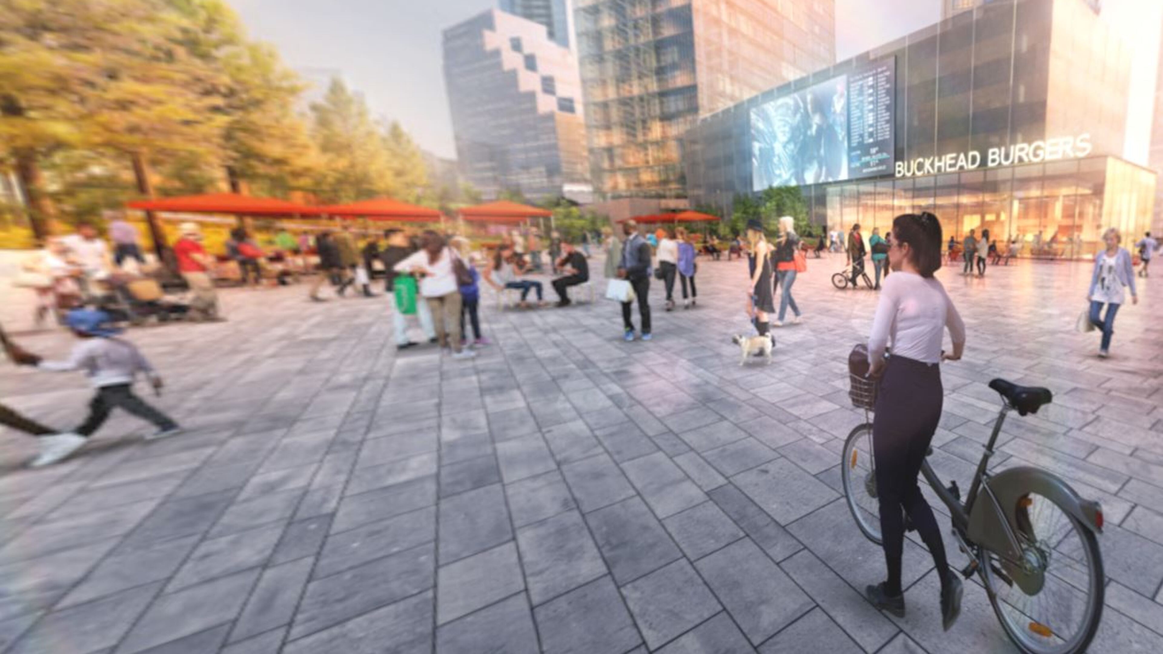 A rendering of a proposed “deck park” that would cap a portion of Ga. 400 at the Buckhead MARTA station. Rogers Partners Architects + Urban Designers