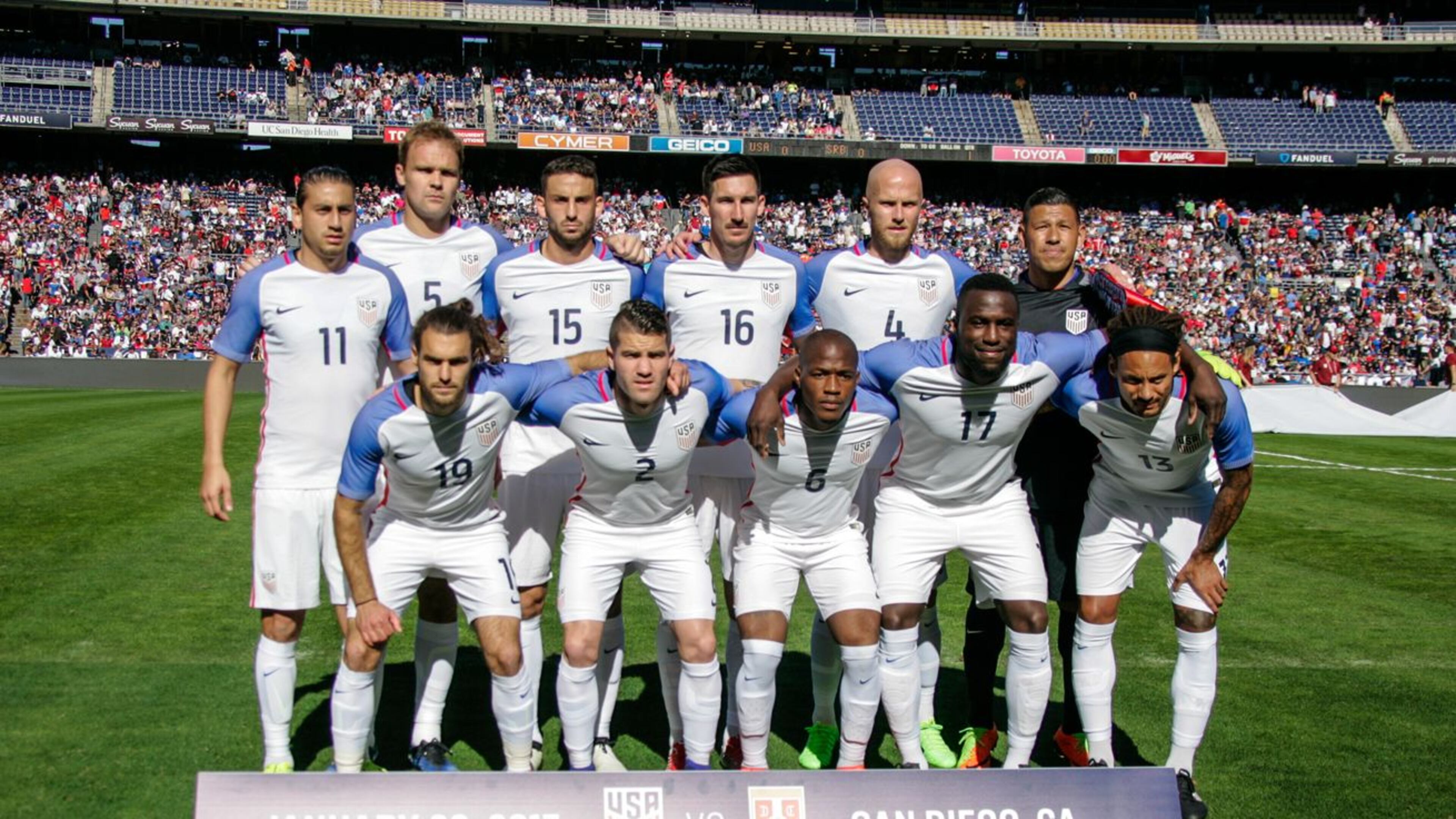 Greg Garza (2) shown ahead of last week’s game against Serbia in San Diego.