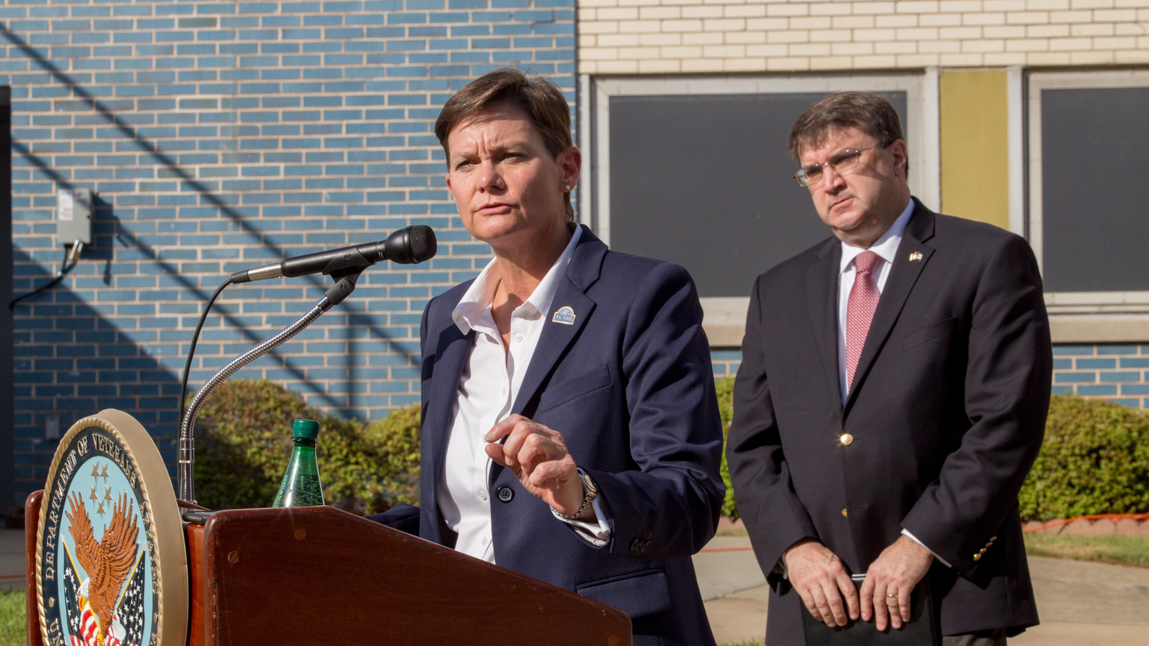 Atlanta VA Director Ann Brown makes official remarks after touring the facility in Decatur on Clairmont Road on Friday, Sept 4, 2020. (Jenni Girtman for The Atlanta Journal-Constitution)