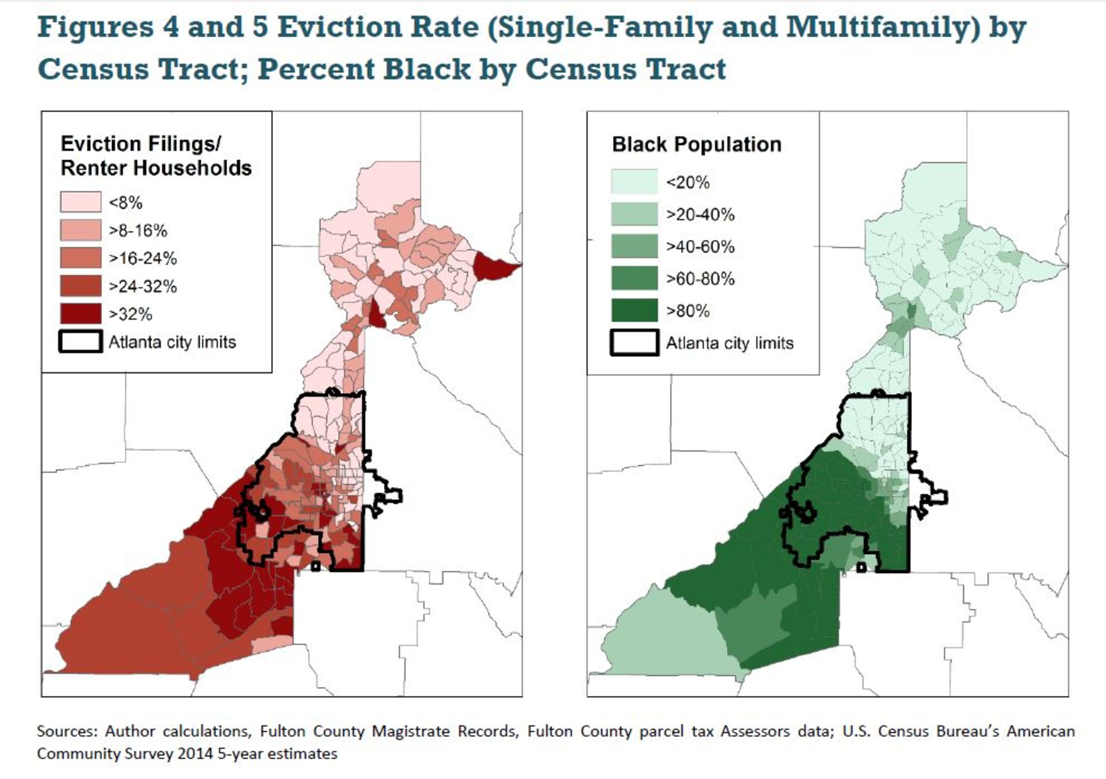 Predominantly black neighborhoods have Fulton County's highest eviction rates, according to research released by Atlanta's Federal Reserve.
