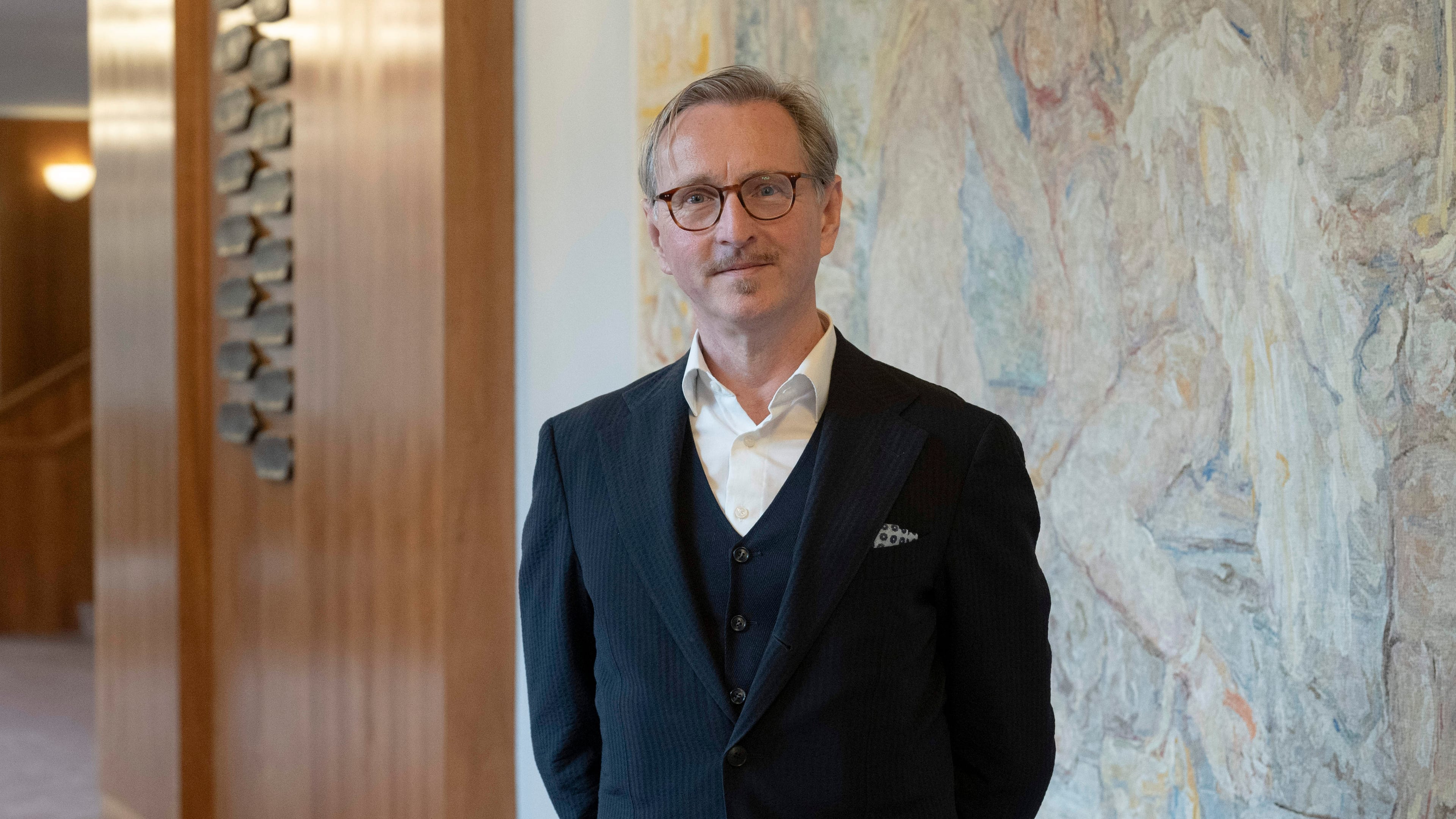 Peter de Caluwe, who will become artistic director of the Salzburg Festival in October 2027, poses at the Grosses Festspielhaus in Salzburg, Austria on Friday, Sept. 18, 2026. (Jan Friese/Salzburg Festival via AP)