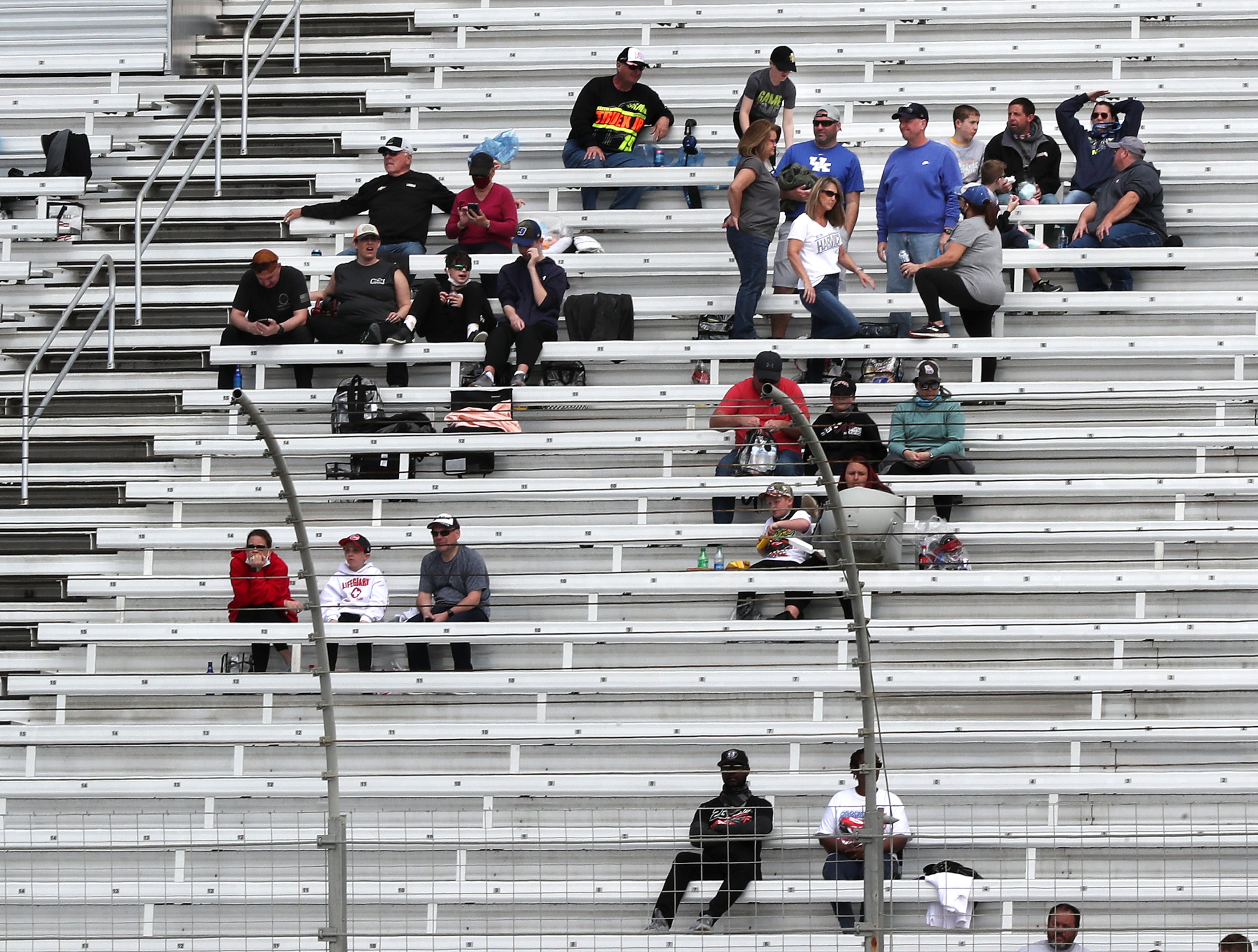 Fans take their seats for the Folds of Honor QuikTrip 500 Sunday, March 21, 2021, at Atlanta Motor Speedway in Hampton. A year after the pandemic delayed the annual race and forced the raceway to operate without fans, the 2021 races were opened to limited capacity. (Curtis Compton / Curtis.Compton@ajc.com)