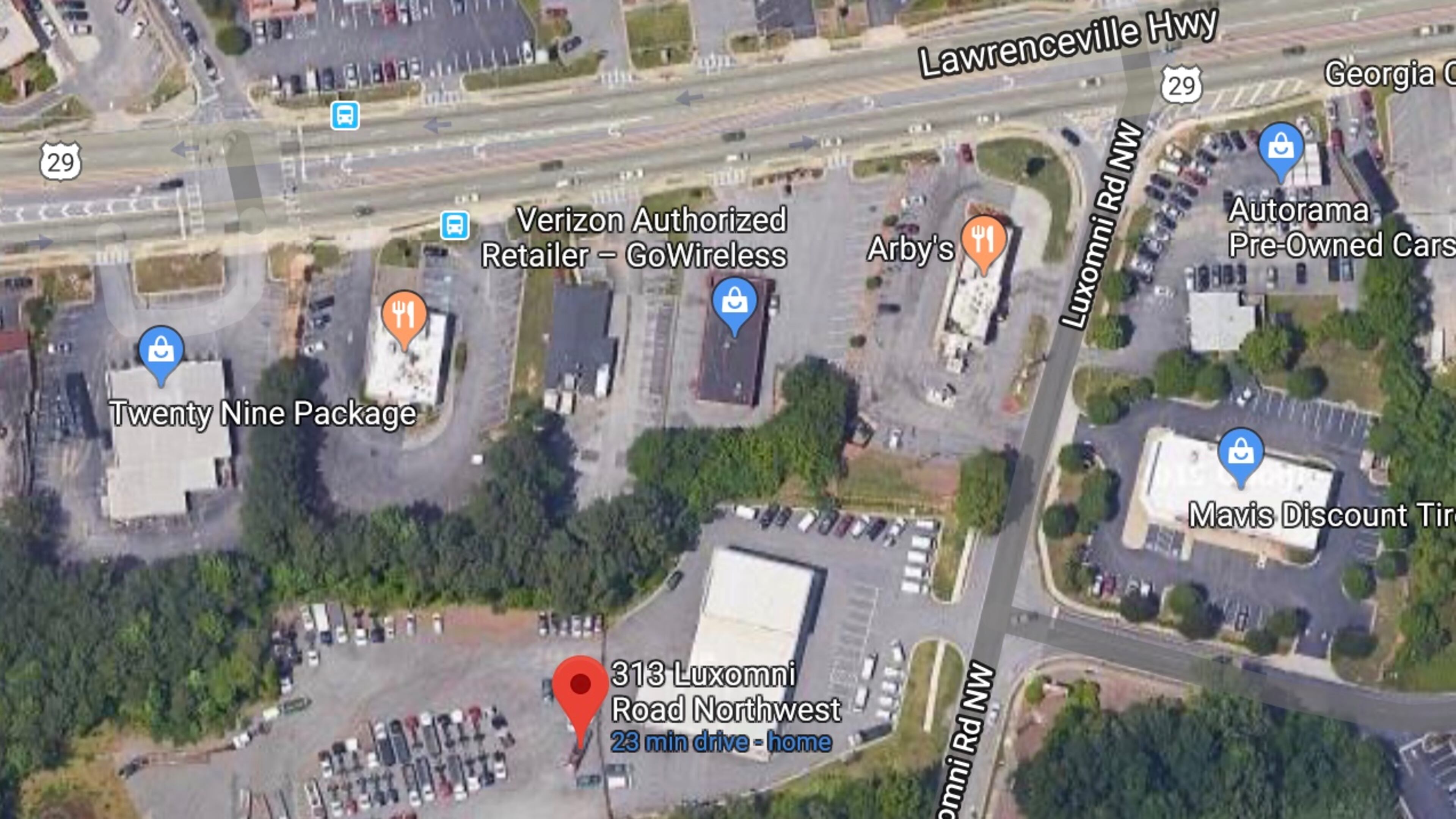 Lilburn approves a tall structure permit change from 306 Luxomni Road to 313 Luxomni Road. (Google Maps)