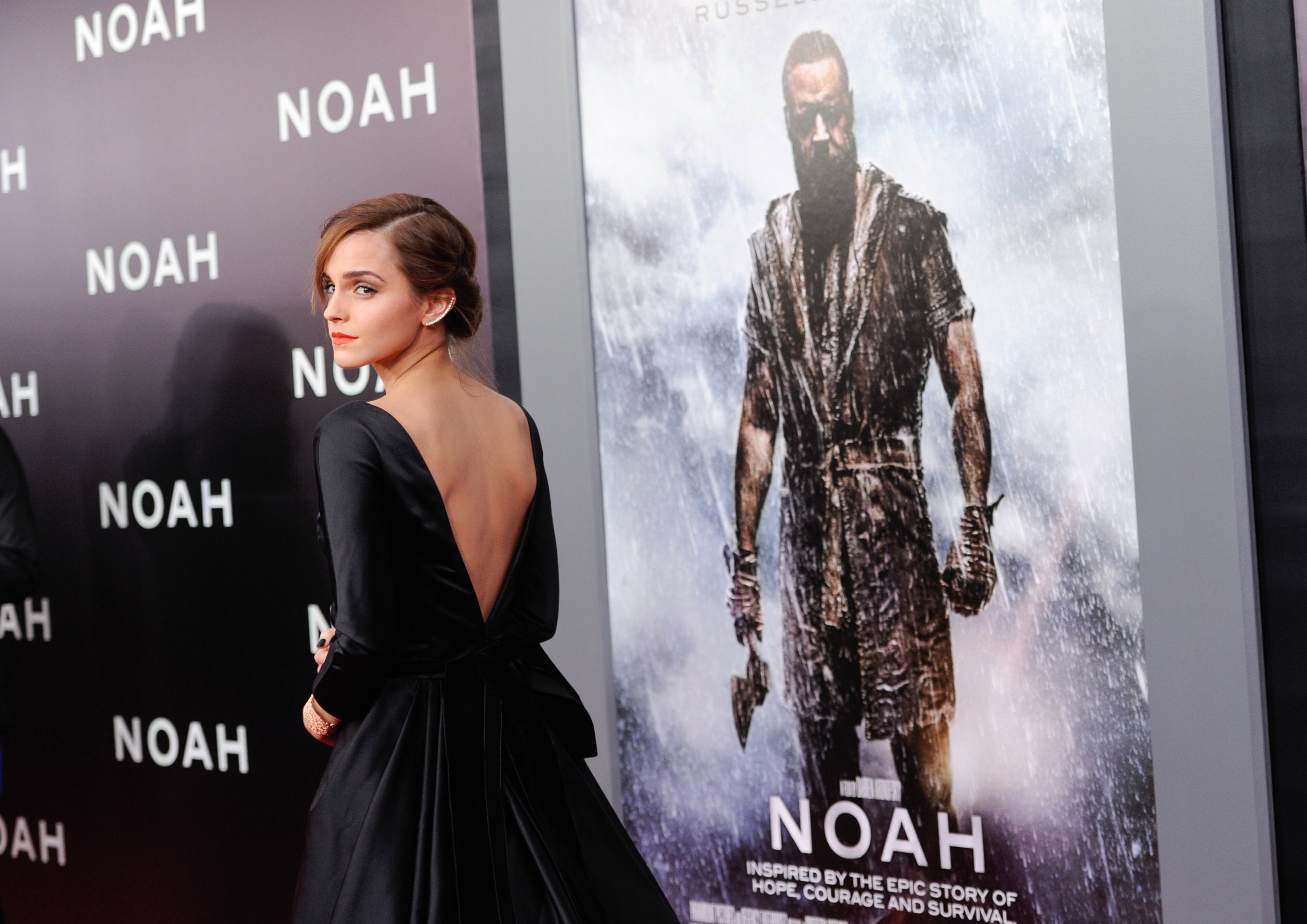 Actress Emma Watson attends the premiere of "Noah" at the Ziegfeld Theatre on Wednesday, March 26, 2014, in New York. (Photo by Evan Agostini/Invision/AP)