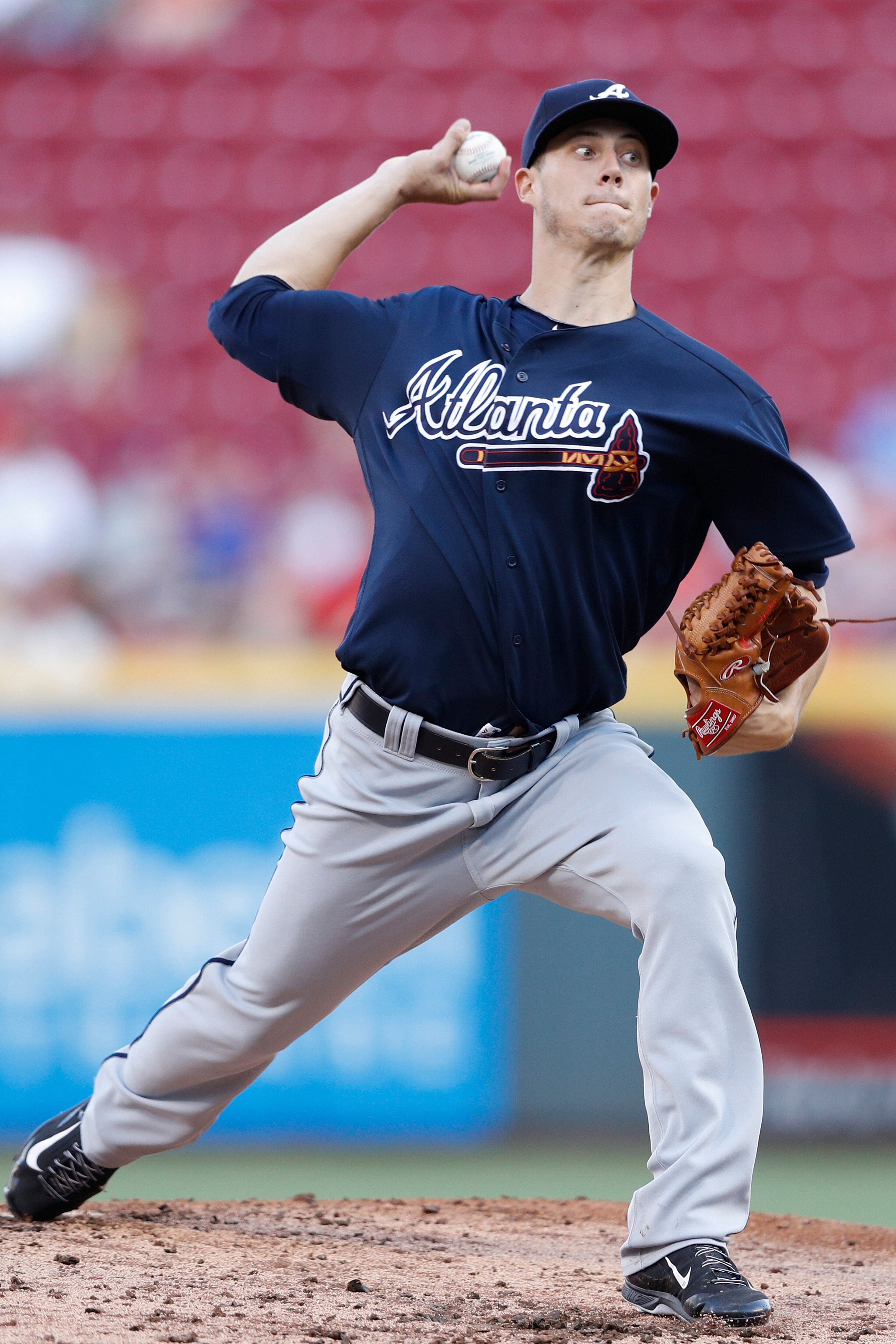 CINCINNATI, OH - JULY 18: Matt Wisler #37 of the Atlanta Braves pitches in the second inning against the Cincinnati Reds at Great American Ball Park on July 18, 2016 in Cincinnati, Ohio. (Photo by Joe Robbins/Getty Images)