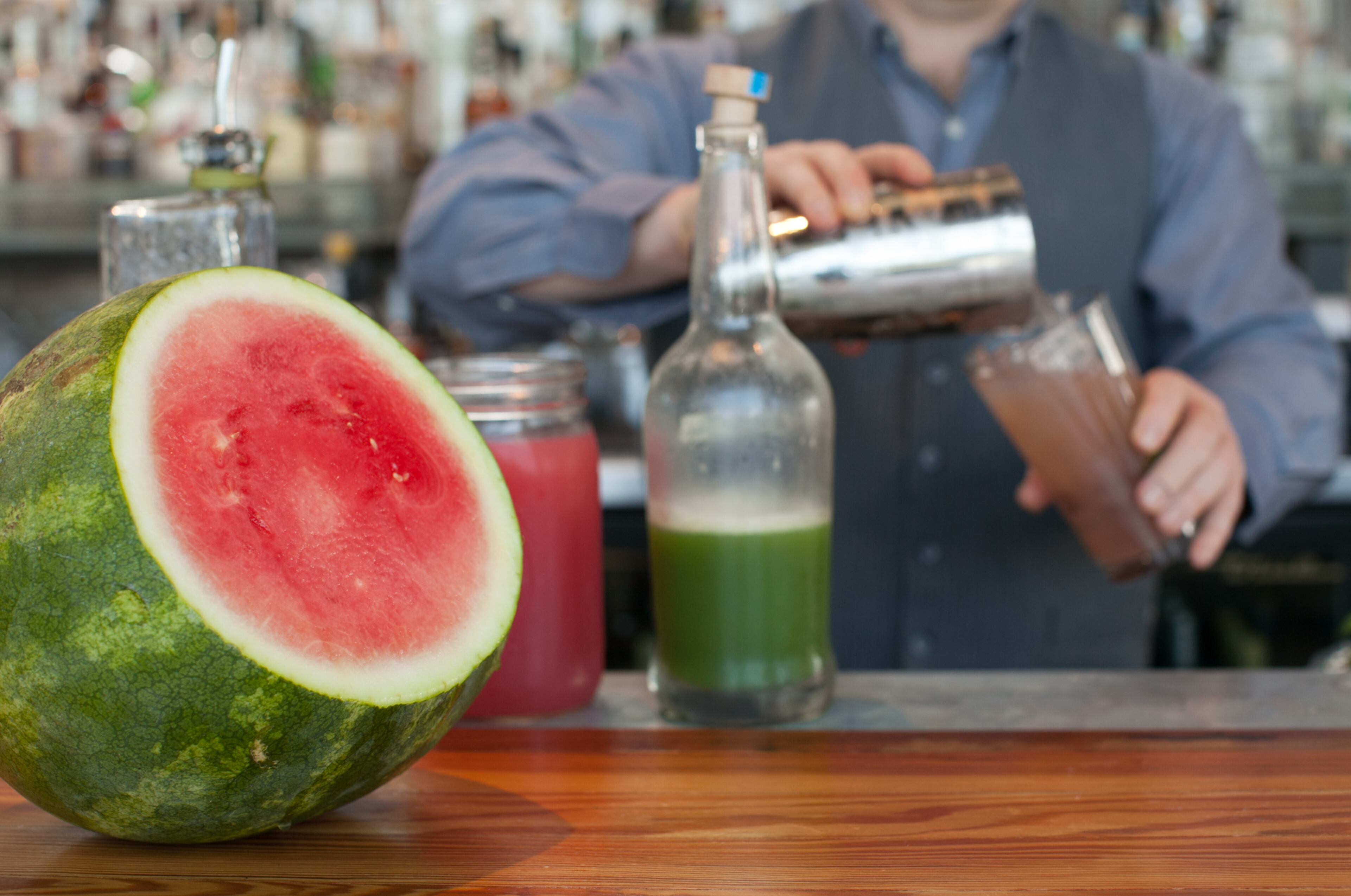 Miller Union bartender Stuart White makes a Summer Cooler of tequila, watermelon, cucumber and mint. (styling by Stuart White) (photo by Renee Brock / special)