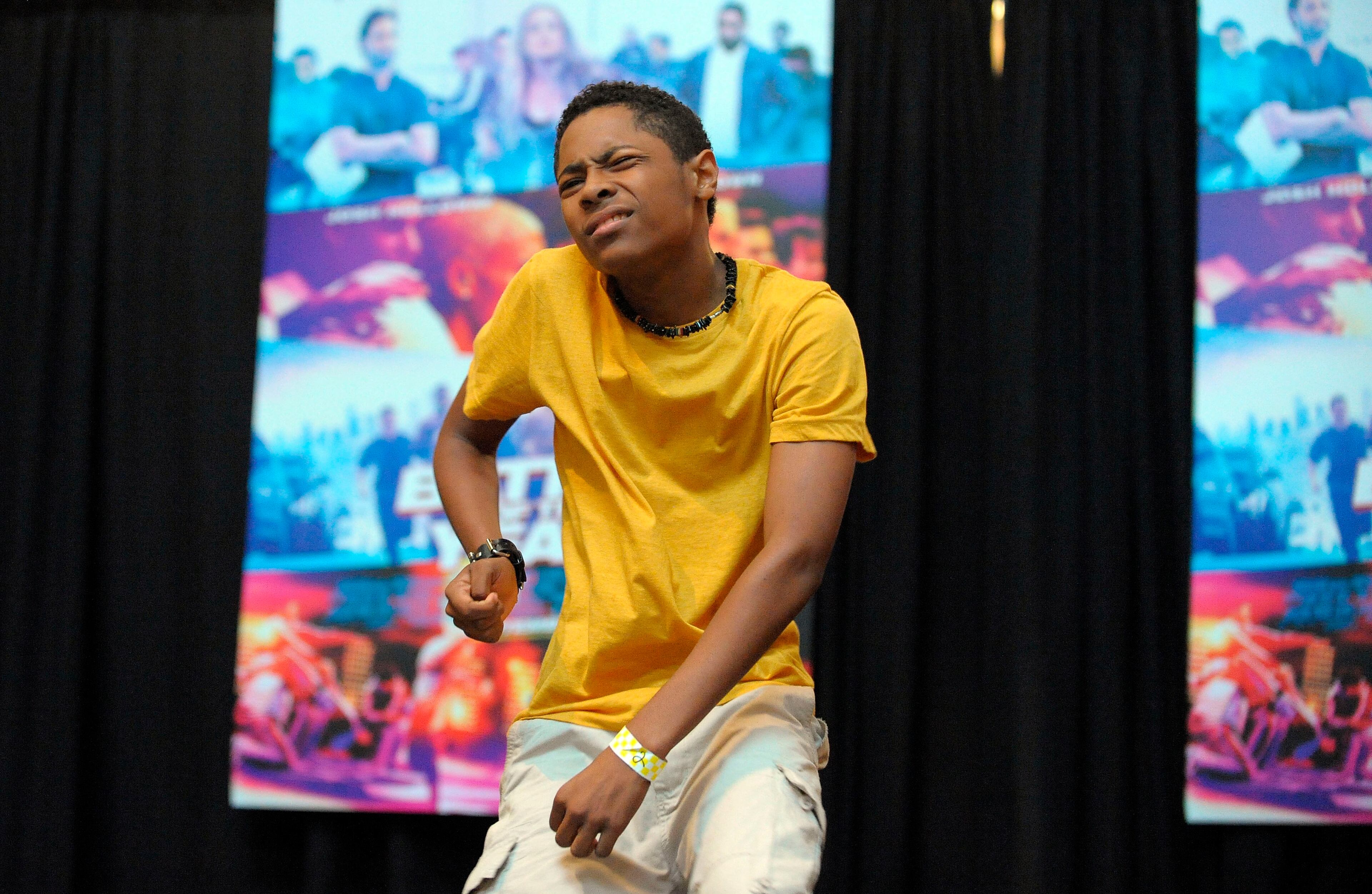 Diallo Thompson, one of 28 contestants between 13 and 30 years old, performs a one-minute dance routine to the "Fast Man Remix" song during the Battle of the Year Dance Off at Stonecrest Mall on Aug. 17, 2013, in Lithonia.