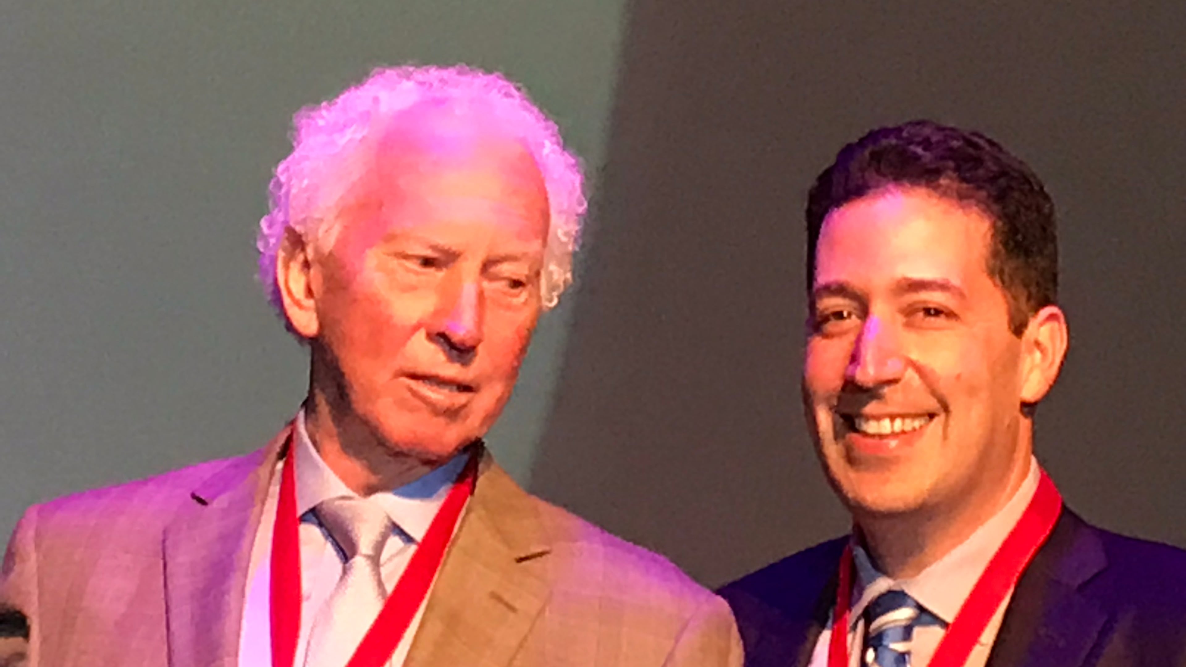 Don Sutton with Mark Arum after getting inducted into the Georgia Radio Hall of Fame, in its 11th year. CREDIT: Rodney Ho/rho@ajc.com