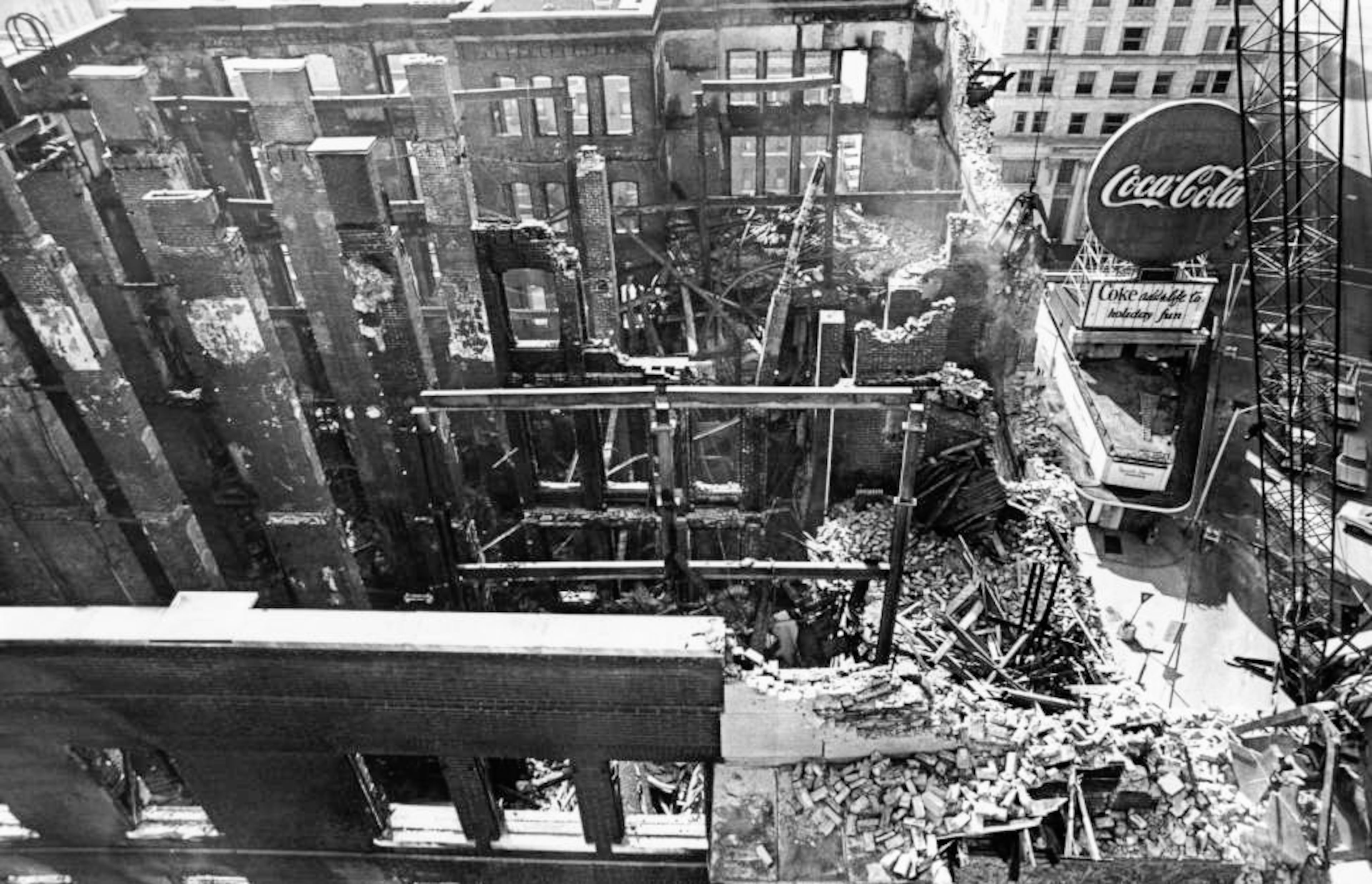 The Loew's Grand Theatre was demolished in early February 1978 after a fire destroyed the historical building.