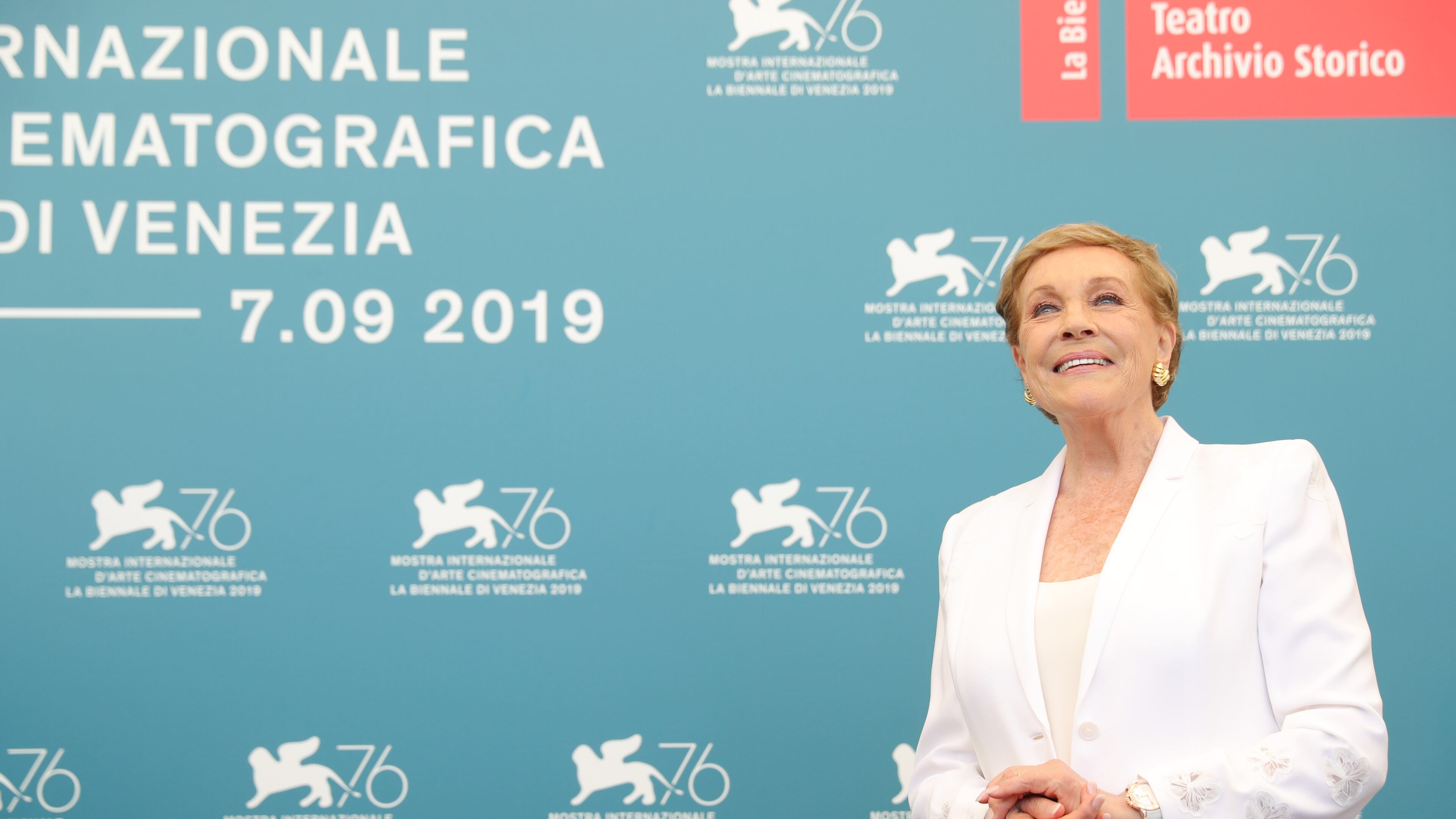 VENICE, ITALY - SEPTEMBER 03: Dame Julie Andrews attends the Golden Lion for Lifetime Achievement photocall during the 76th Venice Film Festival on September 03, 2019 in Venice, Italy. (Photo by Vittorio Zunino Celotto/Getty Images)