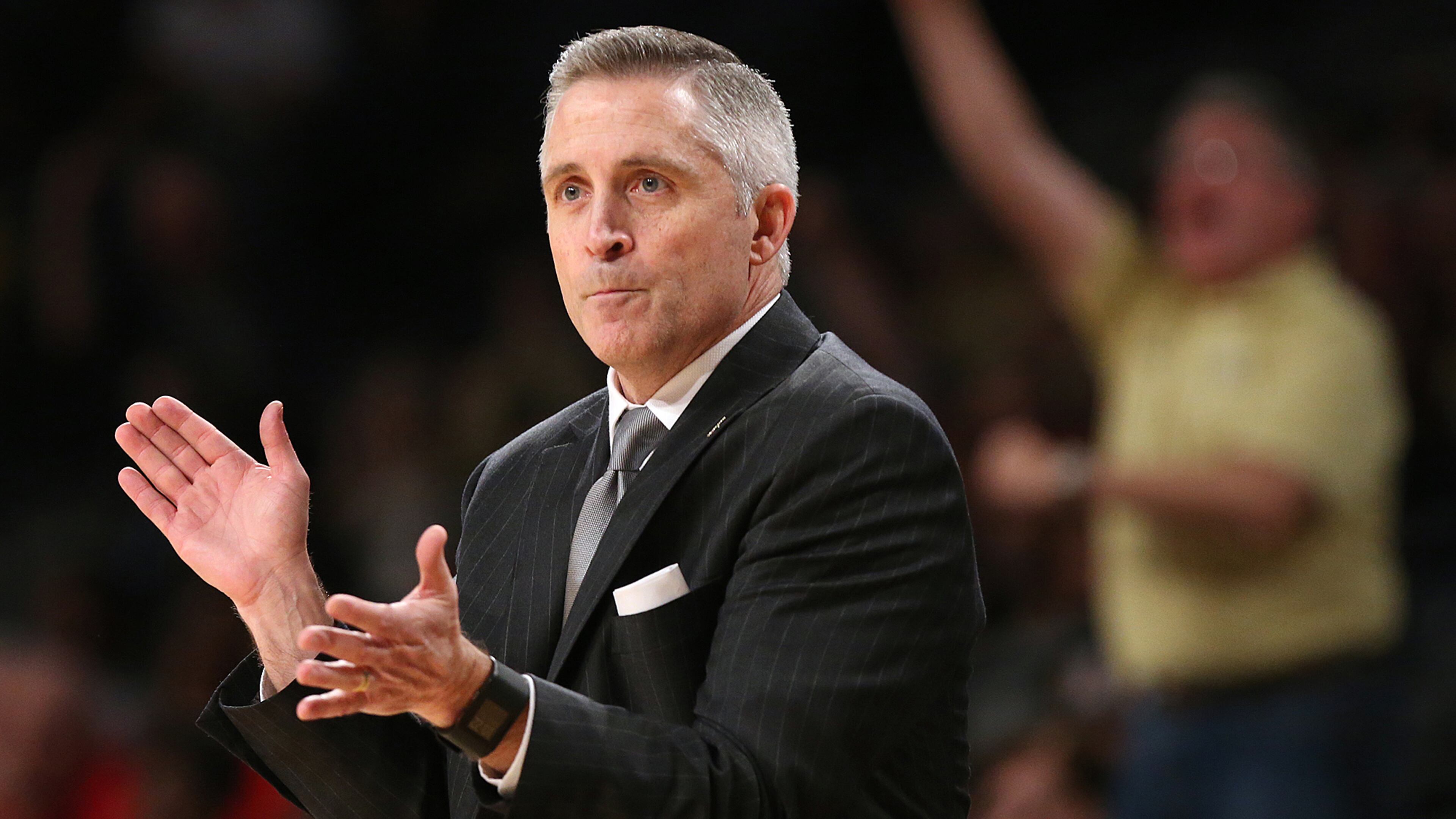 031616 Atlanta: Georgia Tech head coach Brian Gregory coaches his team to a 81-62 victory over Houston during their first round NIT basketball game on Wednesday, March 16, 2016, in Atlanta. Curtis Compton / ccompton@ajc.com