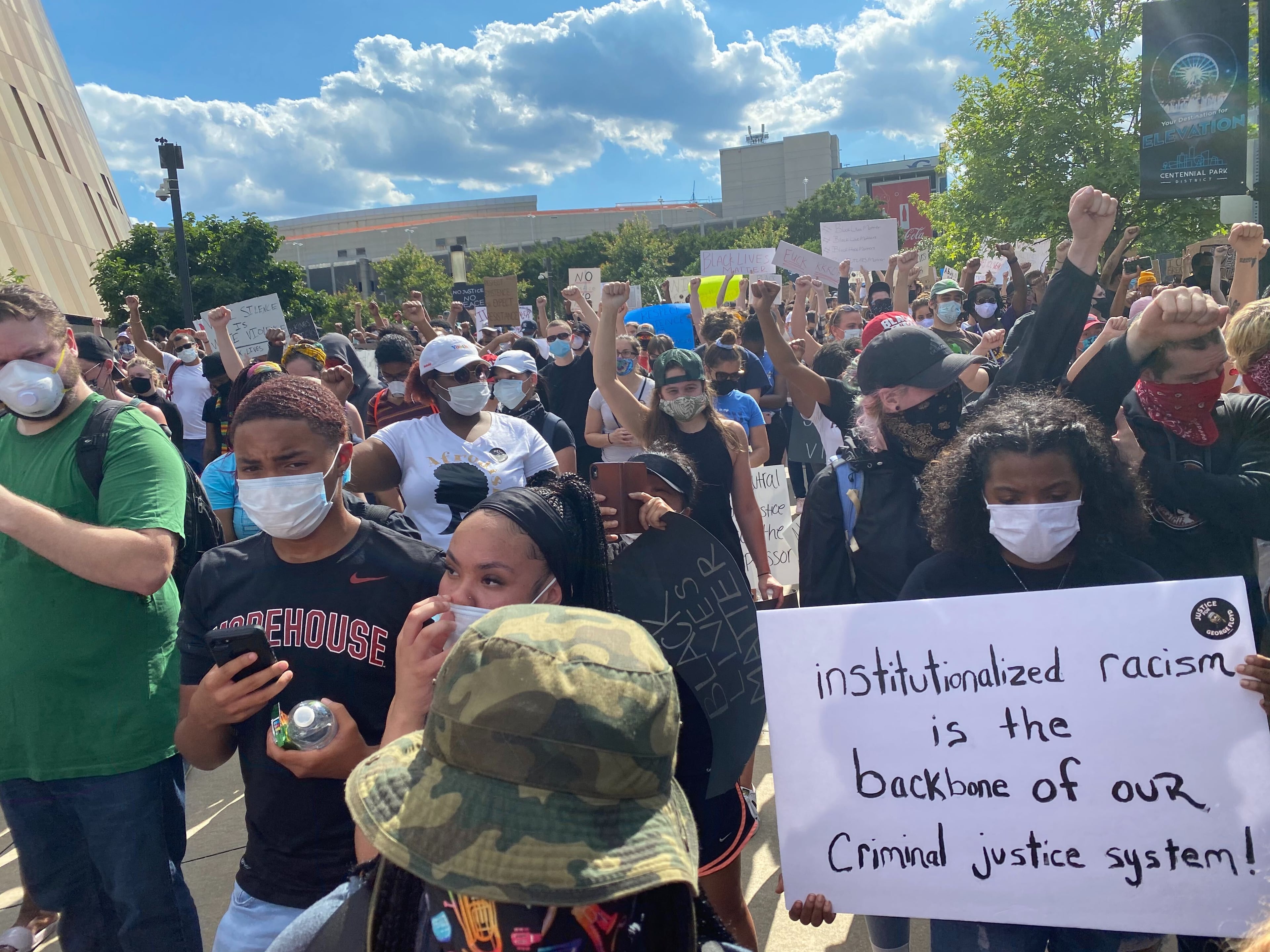 Alumni and students of Historically Black Colleges and Universities gathered at Cleophus R. Johnson Park before a peaceful protest march to downtown.