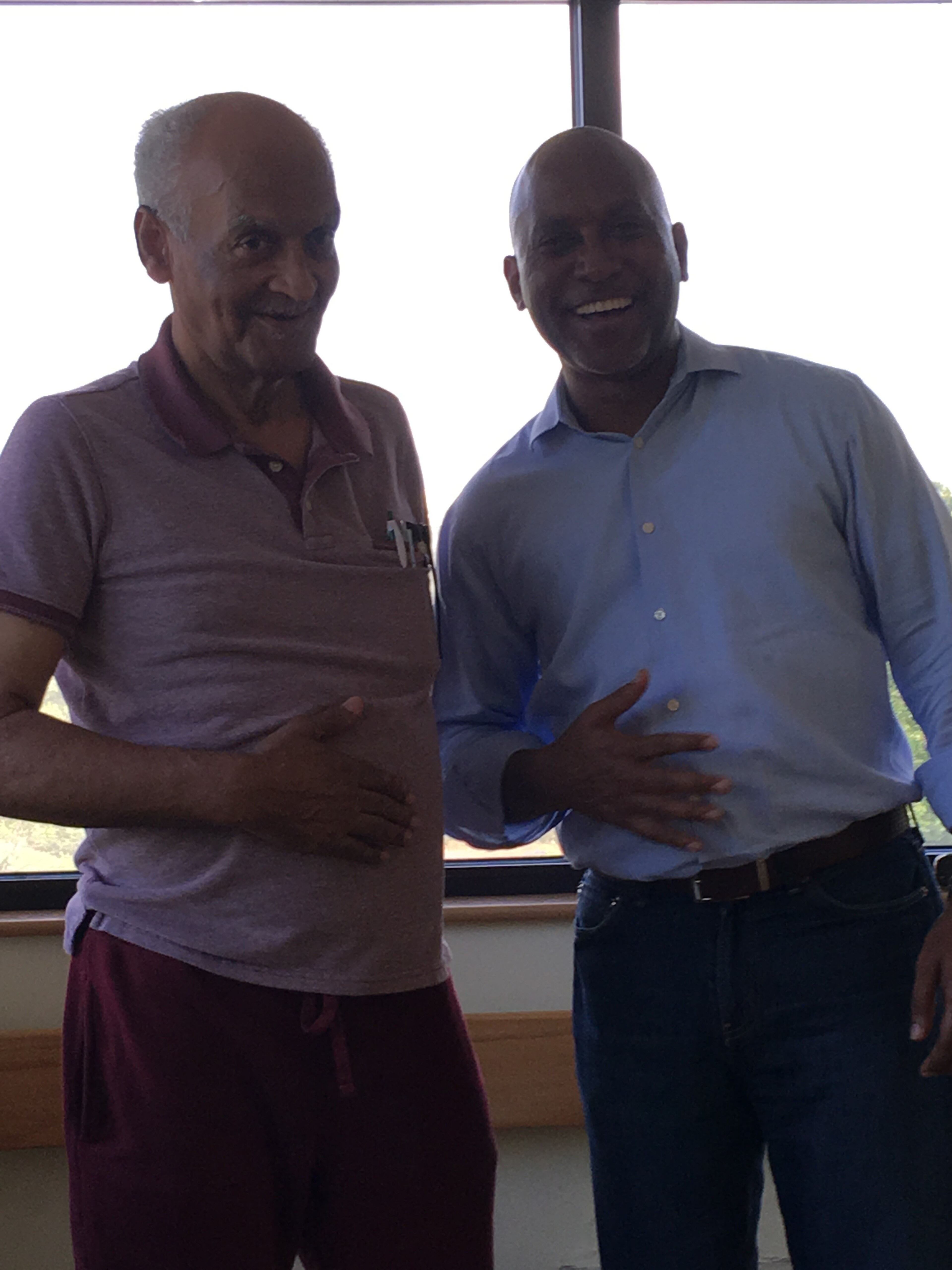 Charles Howard and son Shawn Howard enjoy a joyful moment together in this family photo. Shawn Howard still doesn’t have all the answers about the days that led up to his father’s death and he wonders why the Dunwoody Health and Rehabilitation Center’s tests didn’t pick up his father's COVID-19 infection. (Photo courtesy of family.)