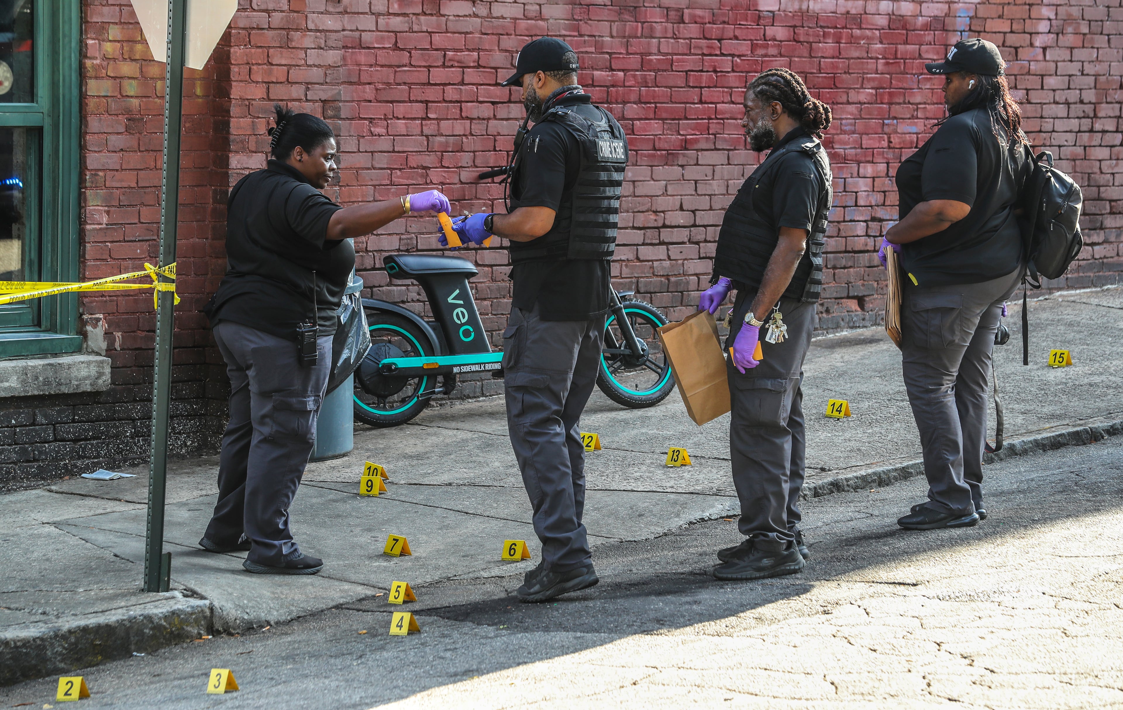Atlanta police were called to southeast Atlanta’s Sweet Auburn neighborhood following a double shooting Friday, May 28, 2021. (John Spink / John.Spink@ajc.com)