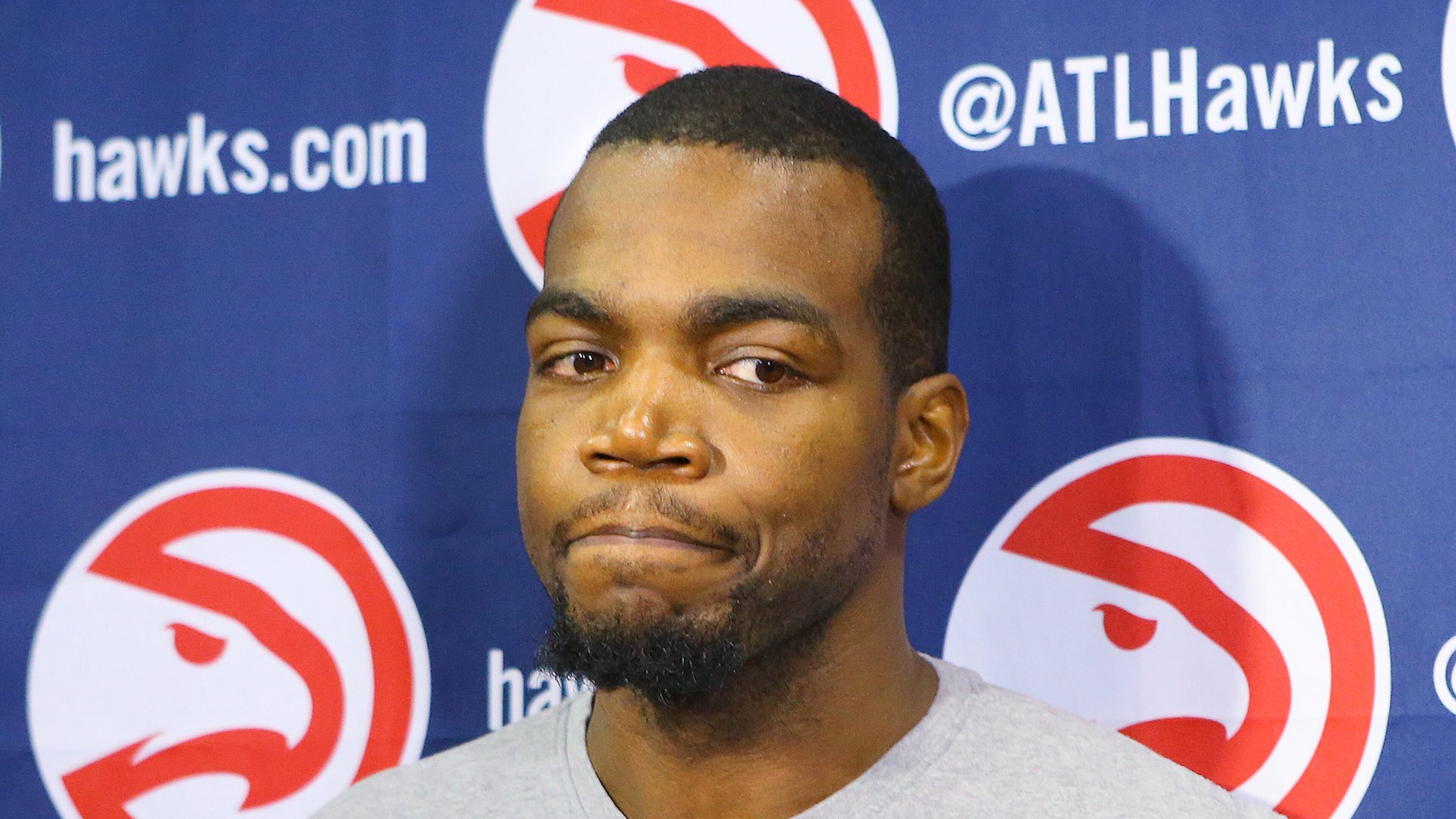 Hawks Paul Millsap, who will be a free agent July 1st, takes questions from the media during team exit interviews on Thursday, May 28, 2015, in Atlanta. Curtis Compton / ccompton@ajc.com
