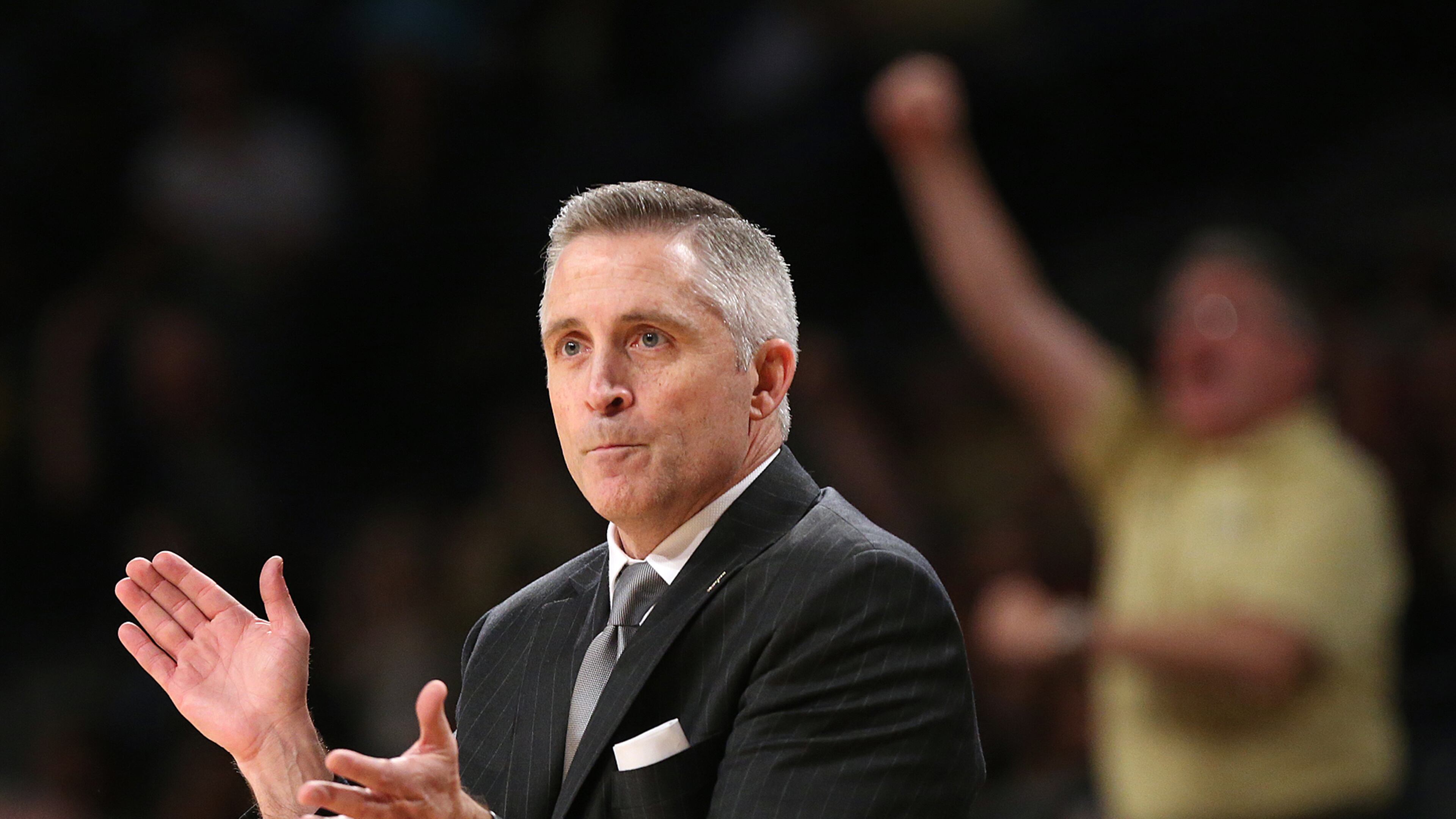 031616 Atlanta: Georgia Tech head coach Brian Gregory coaches his team to a 81-62 victory over Houston during their first round NIT basketball game on Wednesday, March 16, 2016, in Atlanta. Curtis Compton / ccompton@ajc.com