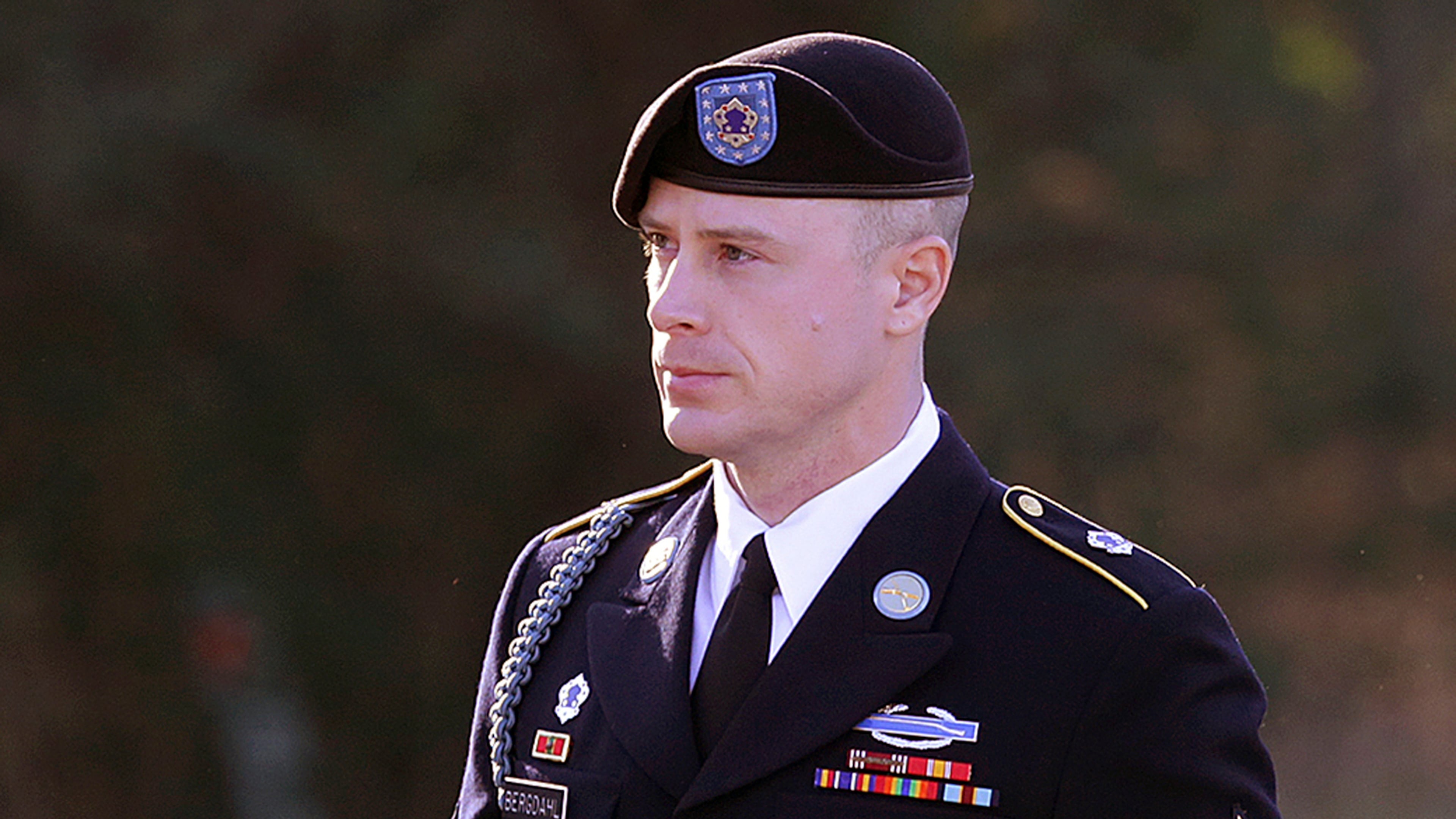 FILE - Army Sgt. Bowe Bergdahl arrives for a pretrial hearing at Fort Bragg, N.C., Jan. 12, 2016. (AP Photo/Ted Richardson, File)
