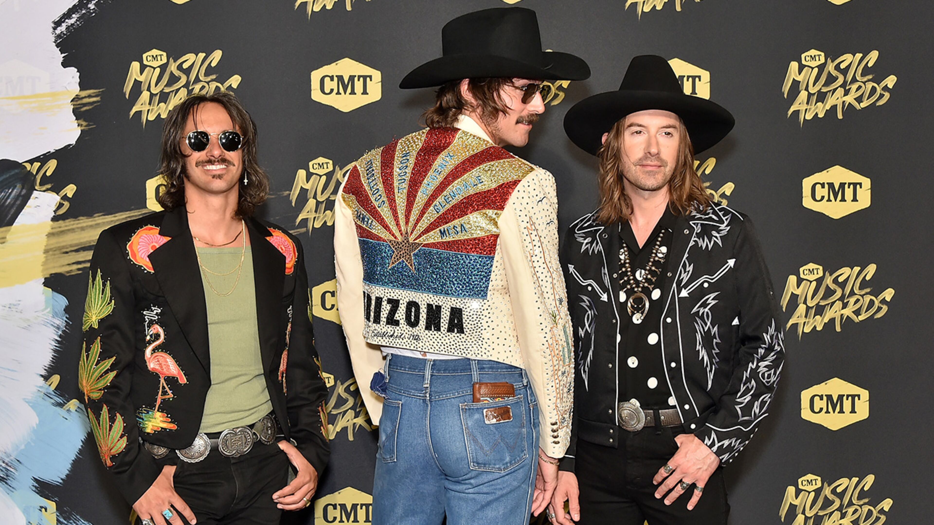 NASHVILLE, TN - JUNE 06: L-R) Cameron Duddy, Mark Wystrach, and Jess Carson of musical group Midland attend the 2018 CMT Music Awards at Bridgestone Arena on June 6, 2018 in Nashville, Tennessee. (Photo by Mike Coppola/Getty Images for CMT)