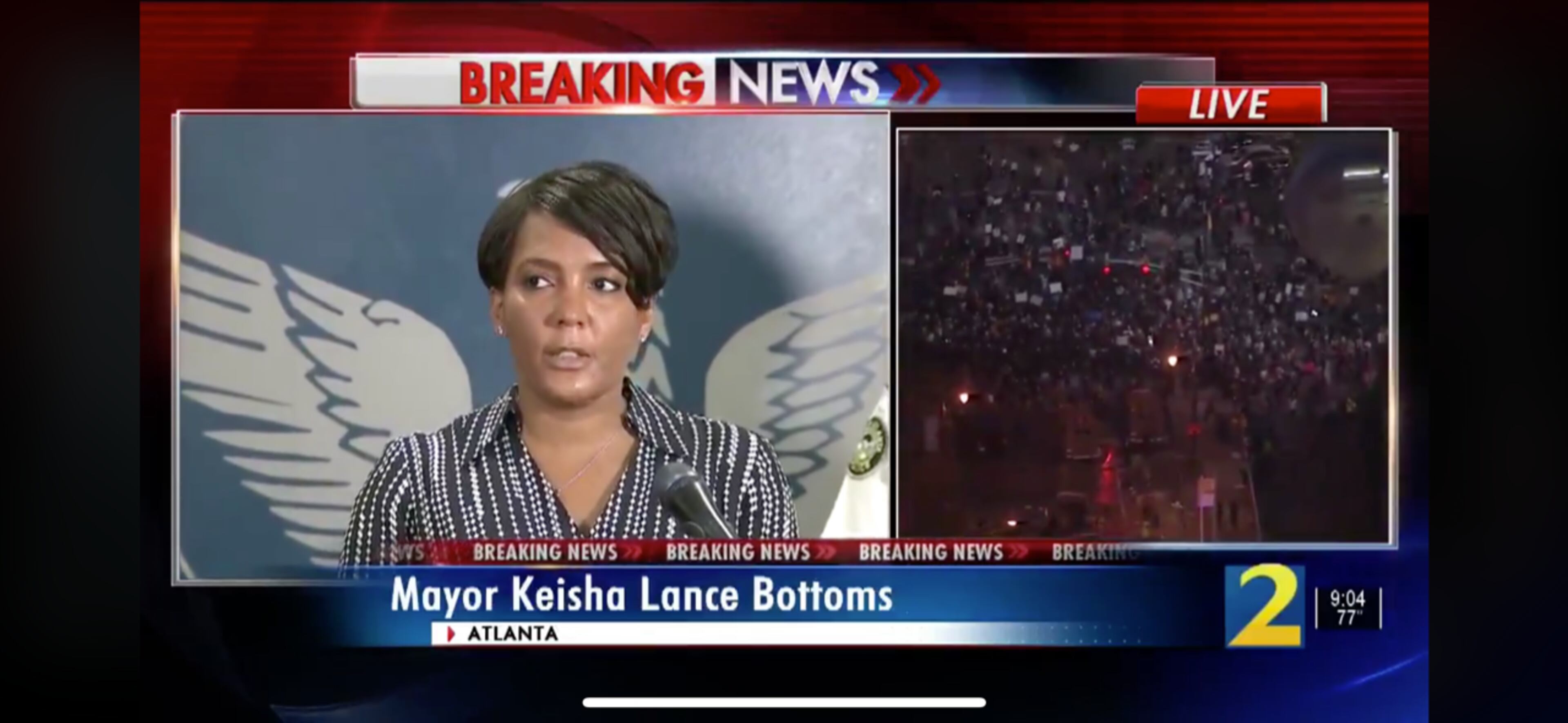 May 2020 -- When Atlanta protests over the death of George Floyd in Minneapolis erupted into late night property destruction and looting, Bottoms appeared on TV pleading for protesters to "Go home!" WSB-TV