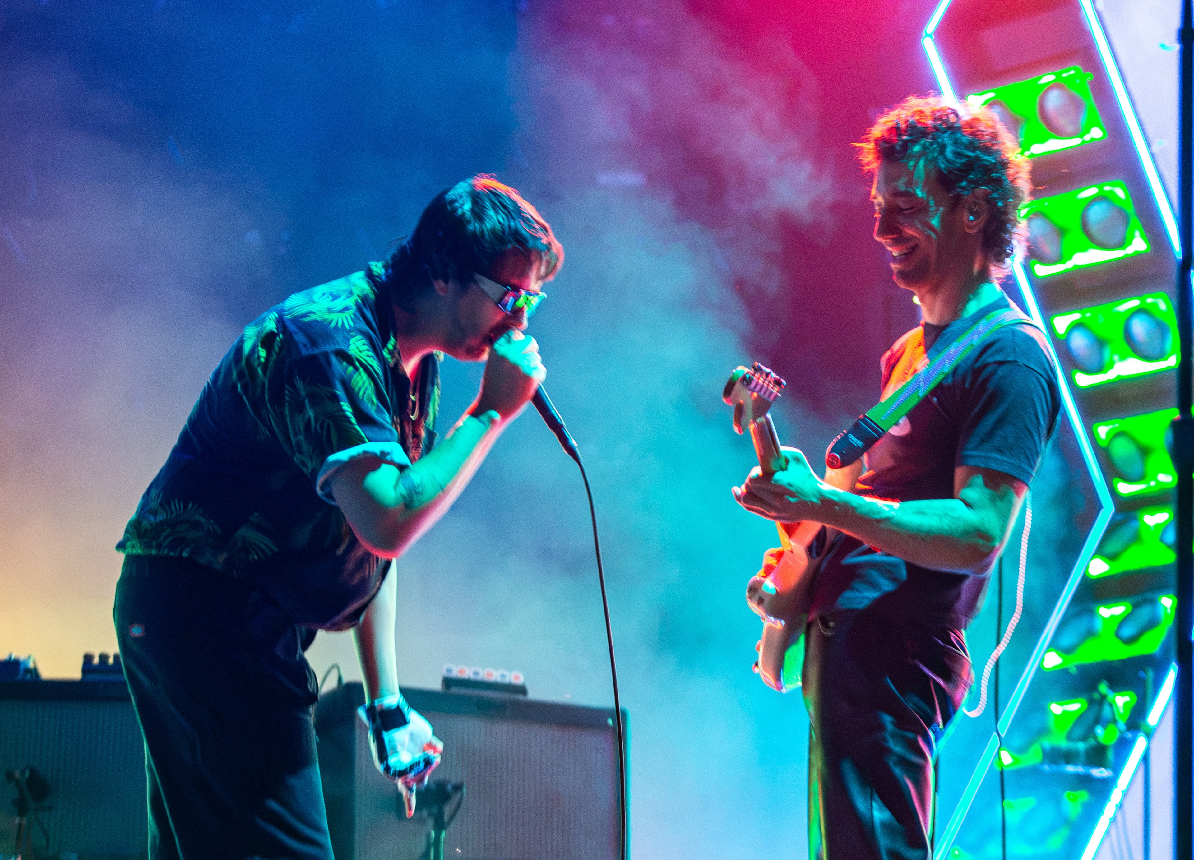 The Strokes closed out Shaky Knees on Friday night, Sept. 18, 2026, on the Peachtree Stage, bringing their genre-defining indie rock hits to a packed crowd in Atlanta. (Ryan Fleisher for the AJC)