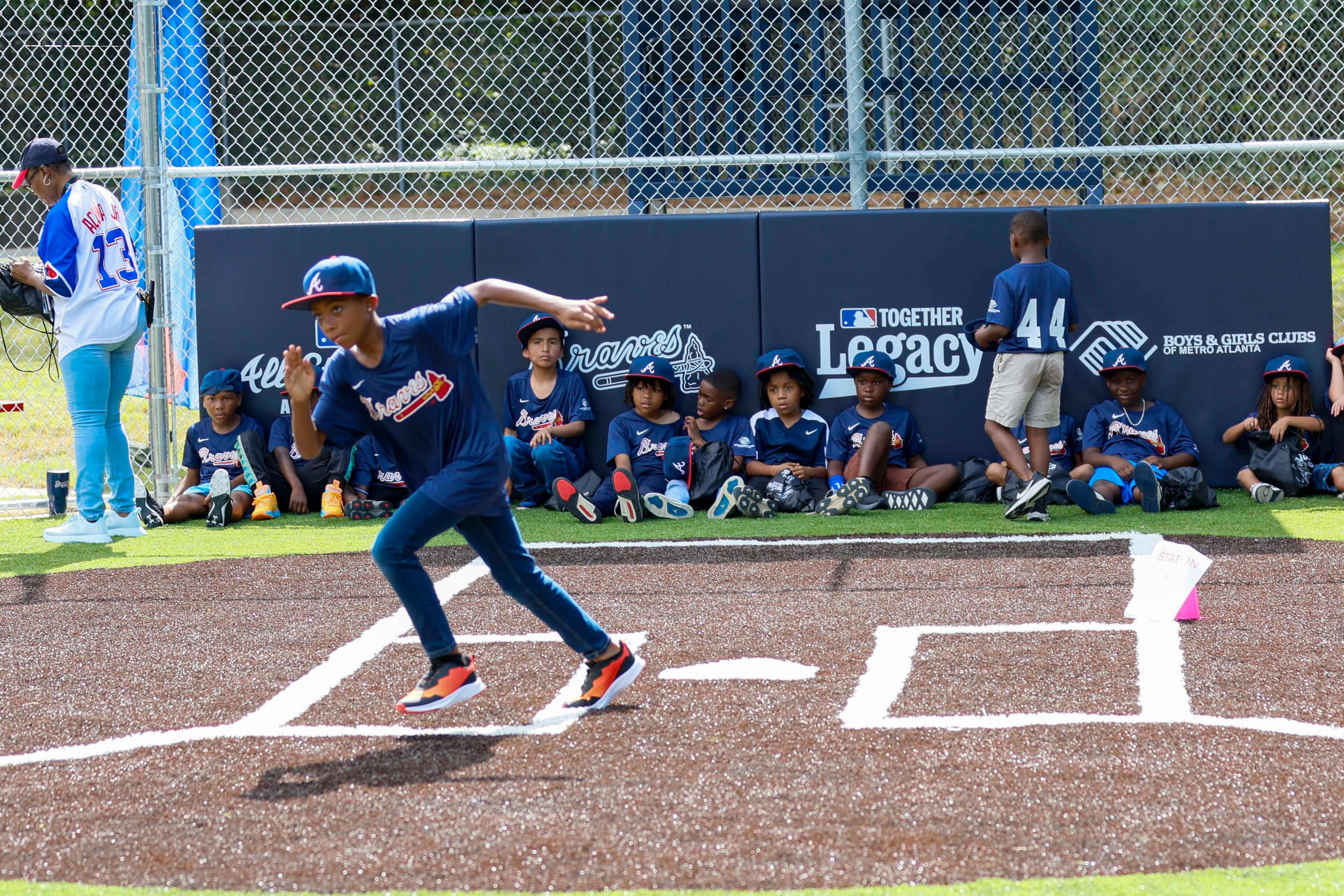 Kids are seen participating in running the bases during the unveiling of the new All-Star Legacy Field at the Barksdale Boys & Girls Club in Conyers on Thursday, July 10, 2025. The event takes place during the MLB All-Star Game week in Atlanta.
(Miguel Martinez/ AJC)