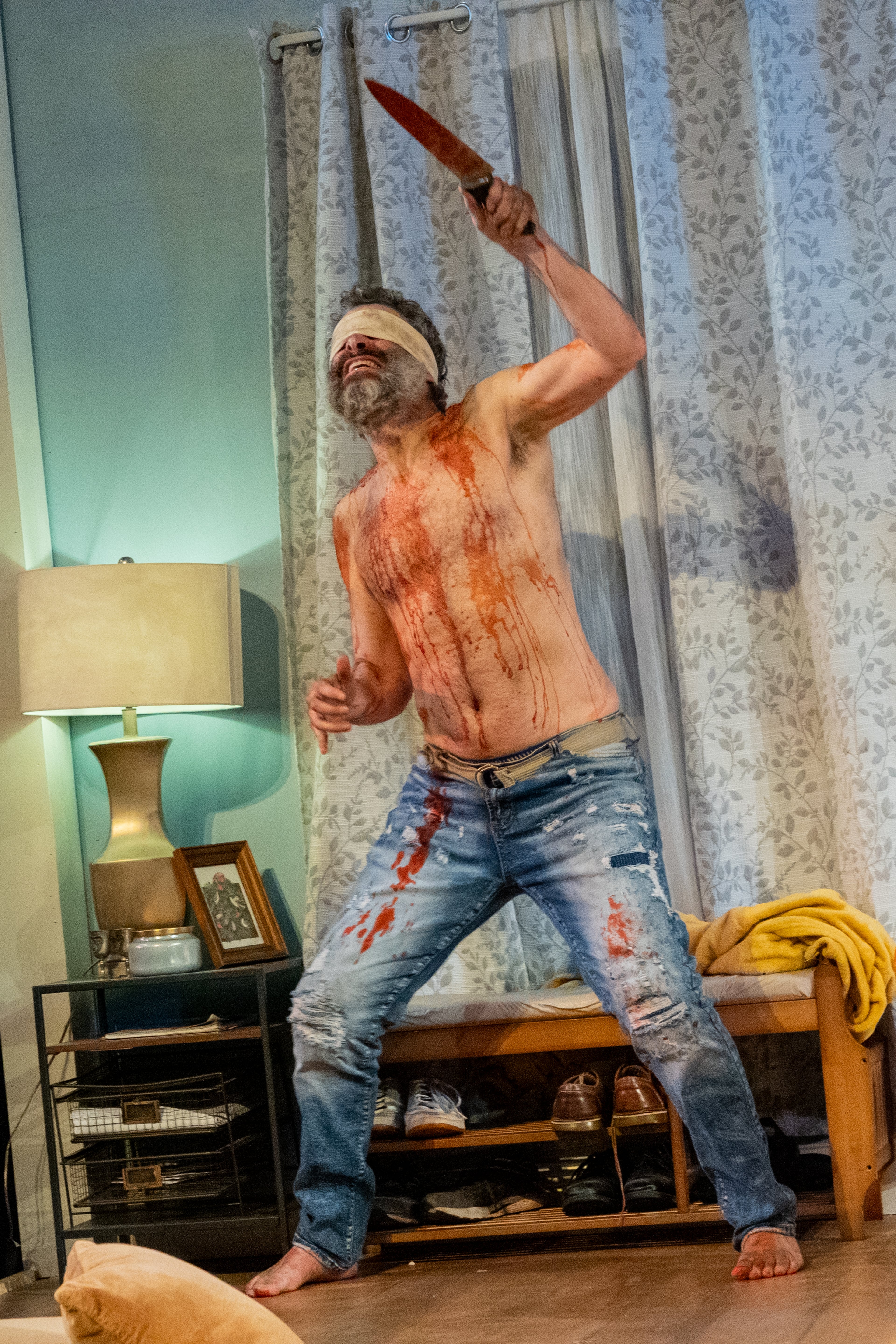 What could go wrong when married couple Timothy and Sloane try to help drifter Old Blindy (Tony Larkin)? Pretty much everything. (Courtesy of Casey Gardner Ford)