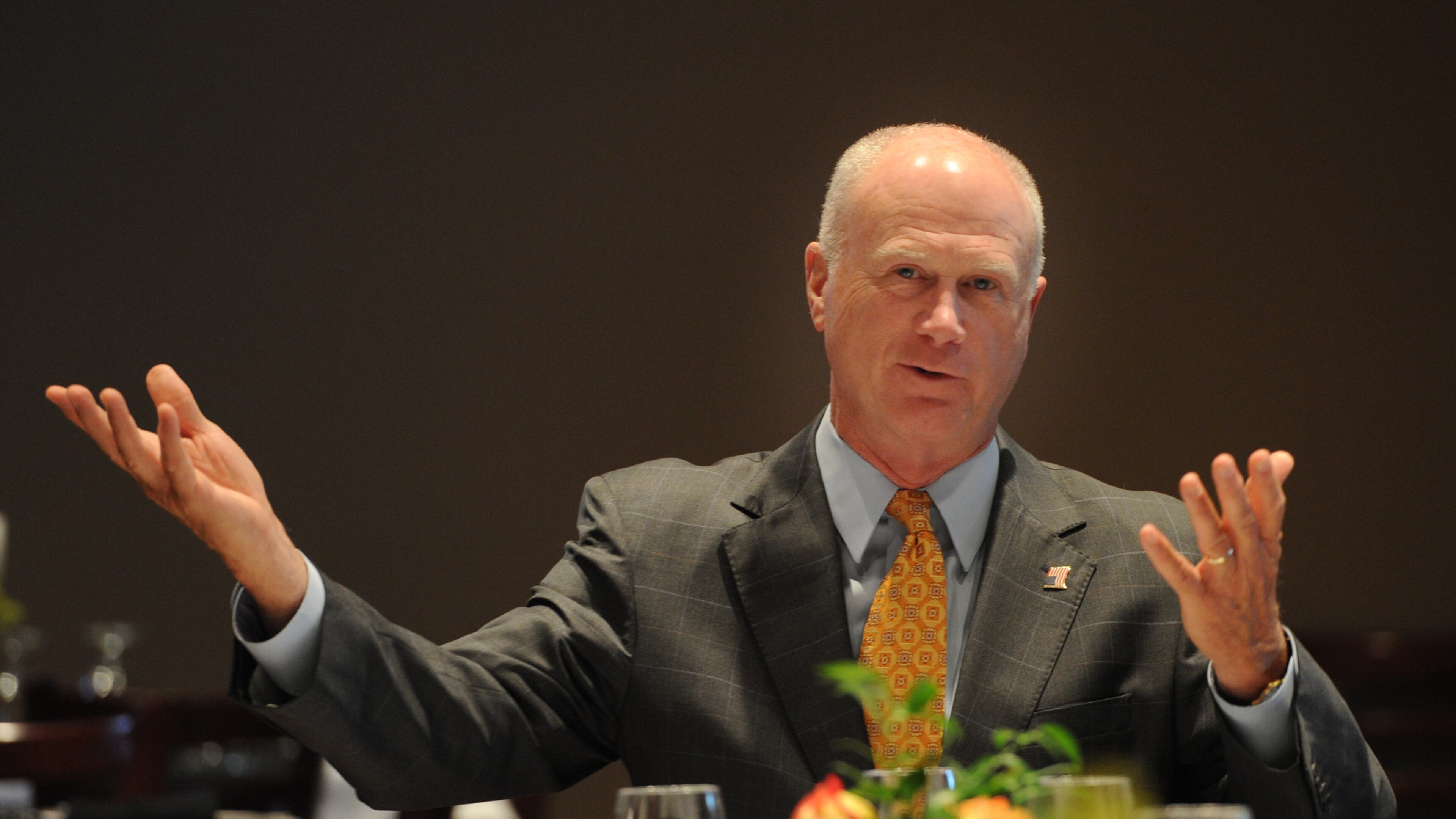SECOND PHOTO!!! September 18, 2013 - Hall County: Republican State senator Butch Miller speaks during the discussion on Georgia's social studies curriculum at Lanier Charter Career Academy on Wednesday, September 18, 2013. Gov. Nathan Deal has asked the state Board of Education to develop a new social studies curriculum emphasizing the nation's founding documents and "fiscal responsibility, " themes. JOHNNY CRAWFORD / JCRAWFORD@AJC.COM Republican state Sen. Butch Miller, R-Gainesville. AJC file/Johnny Crawford, jcrawford@ajc.com