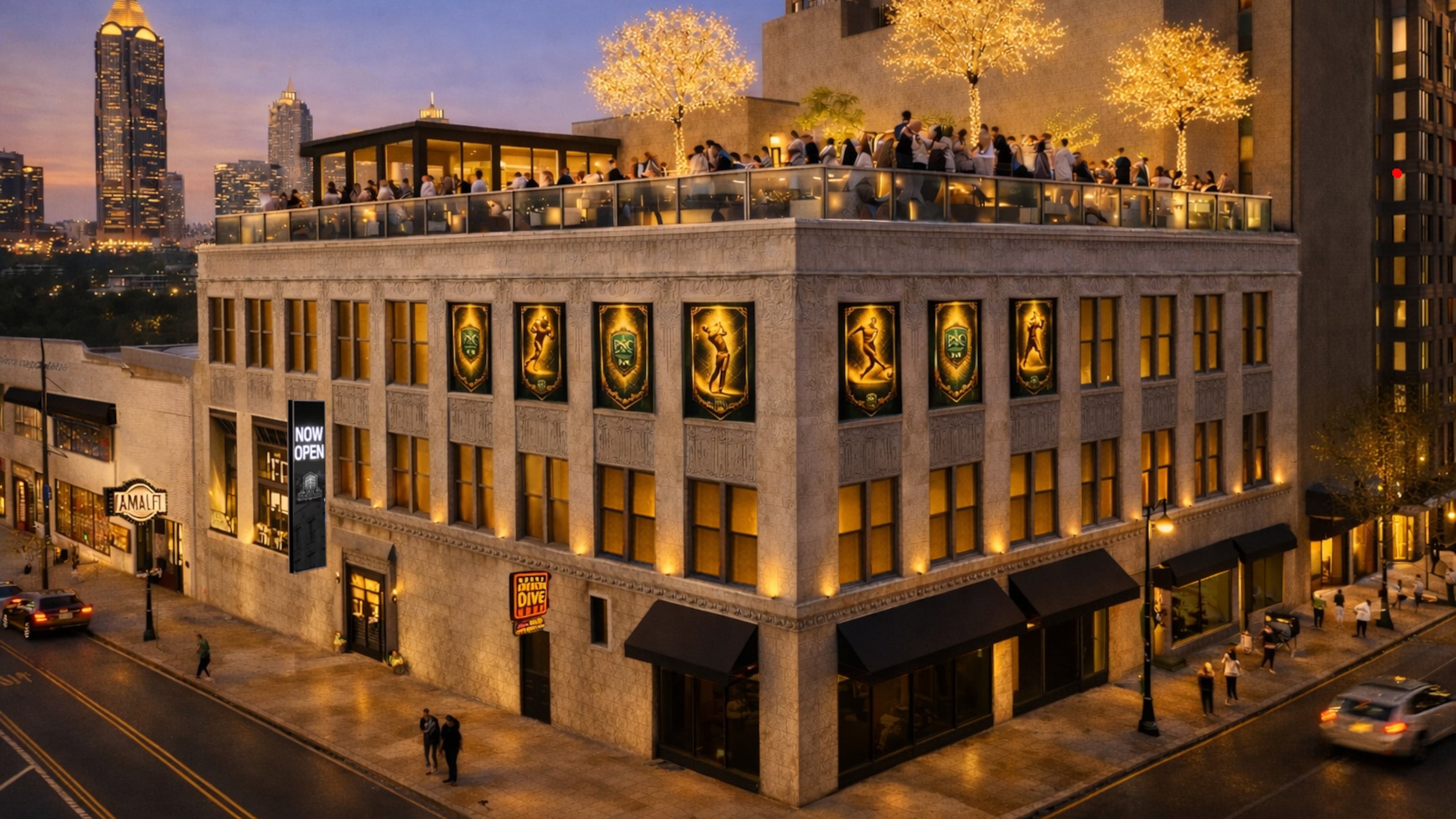 A rendering of the building at 207 Peachtree will house new entertainment, food and event spaces. (Courtesy of RPB Management Group)