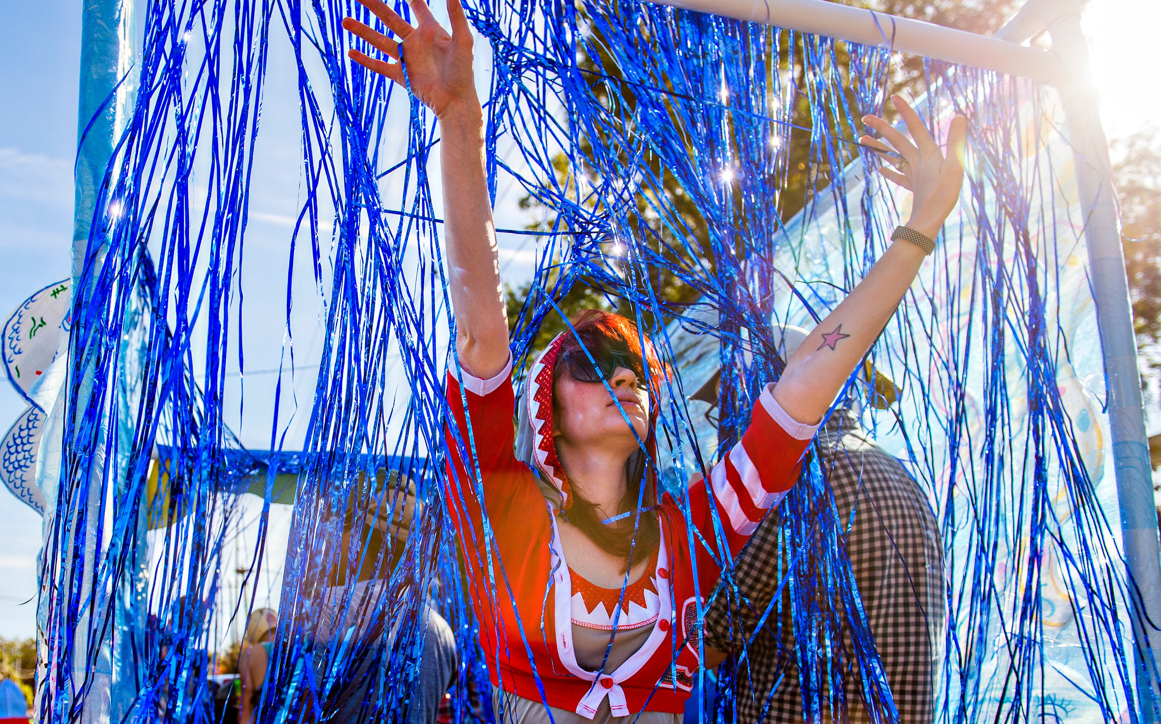 October 17, 2015 Atlanta - Dana Swanson pops out of the back of a float during the Little Five Points Halloween Parade in Atlanta on Saturday, October 17, 2015. The annual parade brought out tens of thousands of people to watch the antics. JONATHAN PHILLIPS / SPECIAL