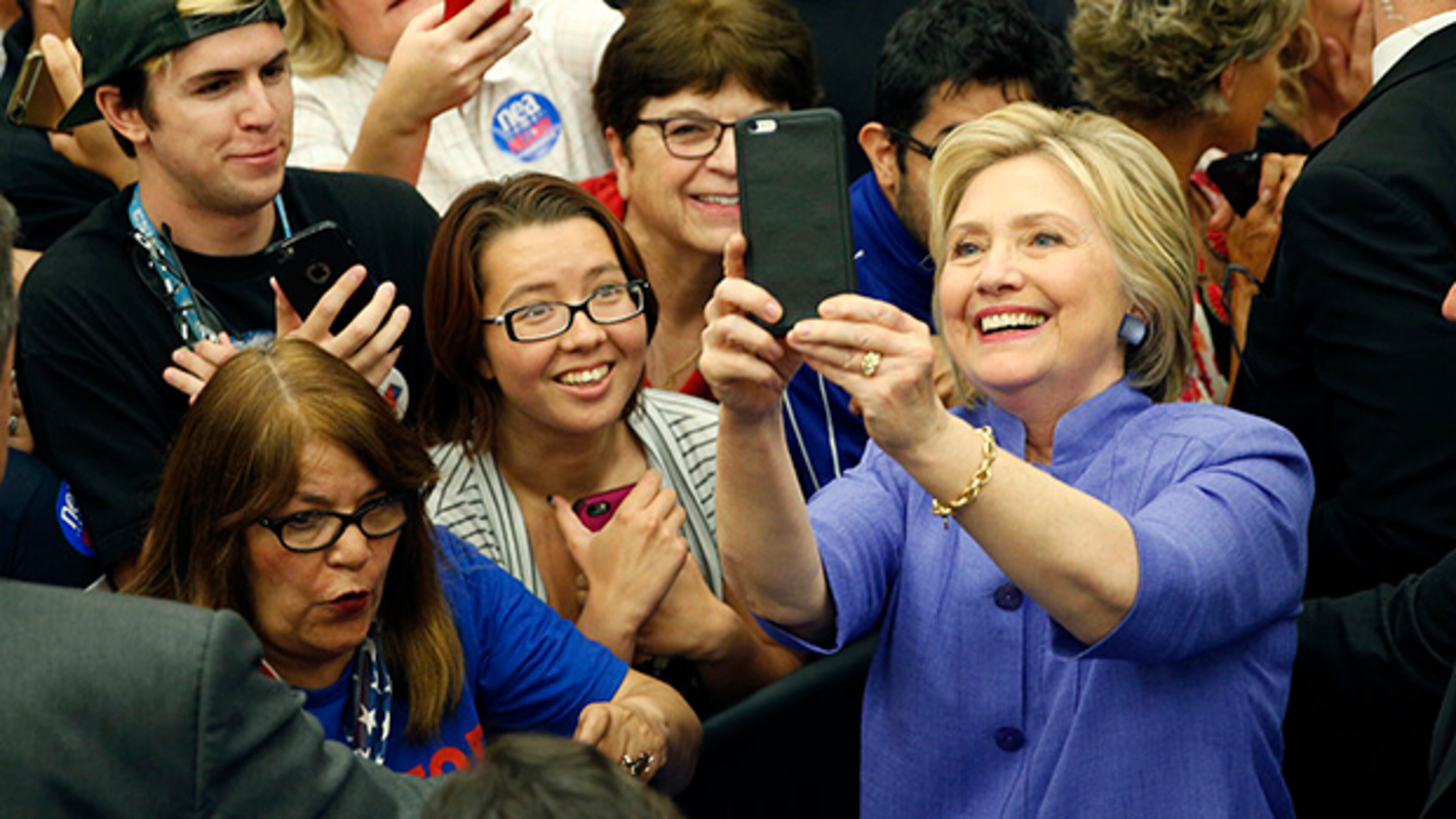 Democratic presidential candidate Hillary Clinton speaks at the South Los Angeles Get out the Vote Rally at Leimert Park Village Plaza on June 6, 2016, in Los Angeles.