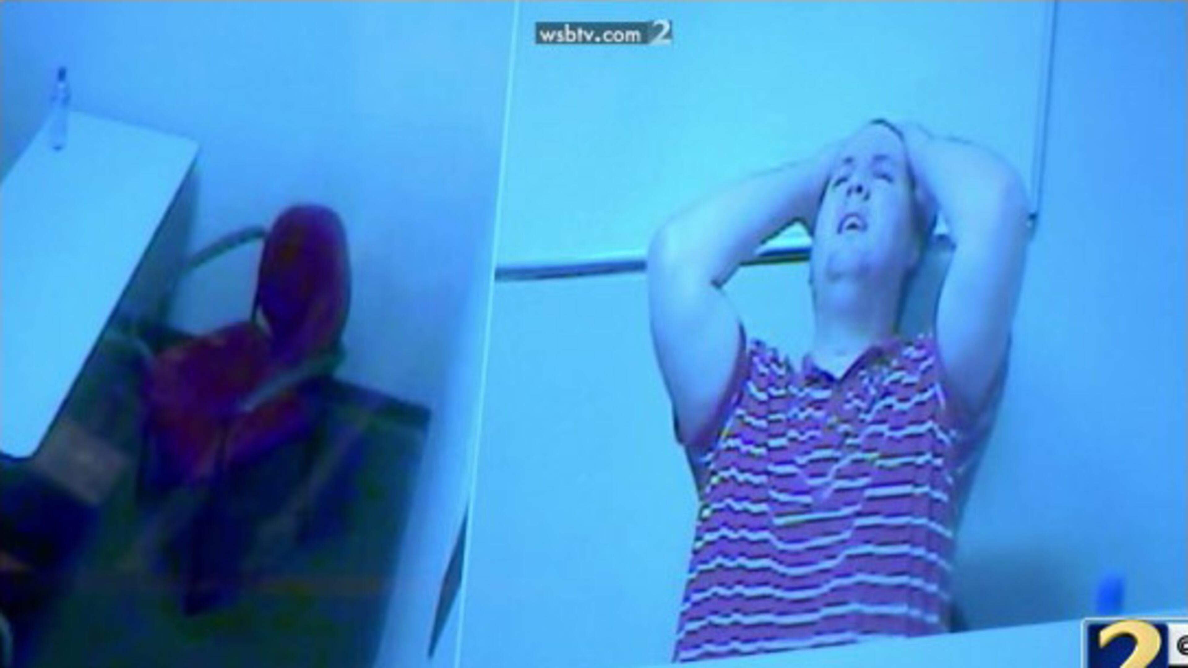 The prosecution shows jurors video footage of Justin Ross Harris alone in a Cobb County police interrogation room the day of Cooper’s death. WSB-TV