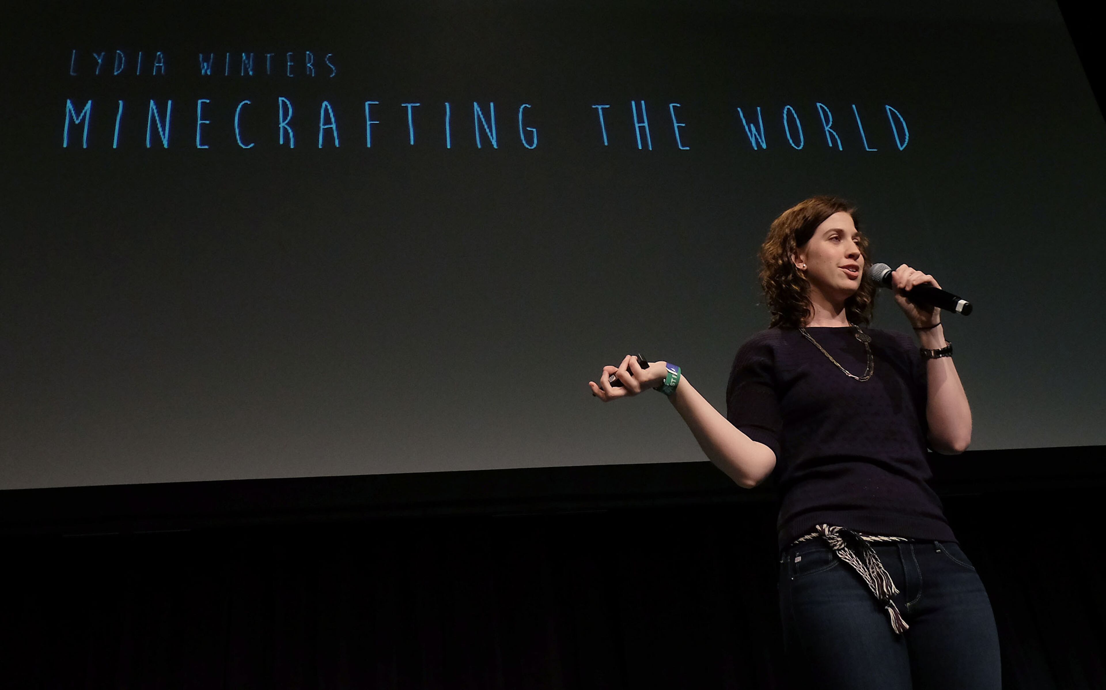 MARCH 14, 2015 - Lydia Winters, with Minecrafting the World, speaks during the South by Southwest Gaming held in Austin, Tx., on Saturday, March 14, 2015. (RODOLFO GONZALEZ / AMERICAN-STATESMAN)