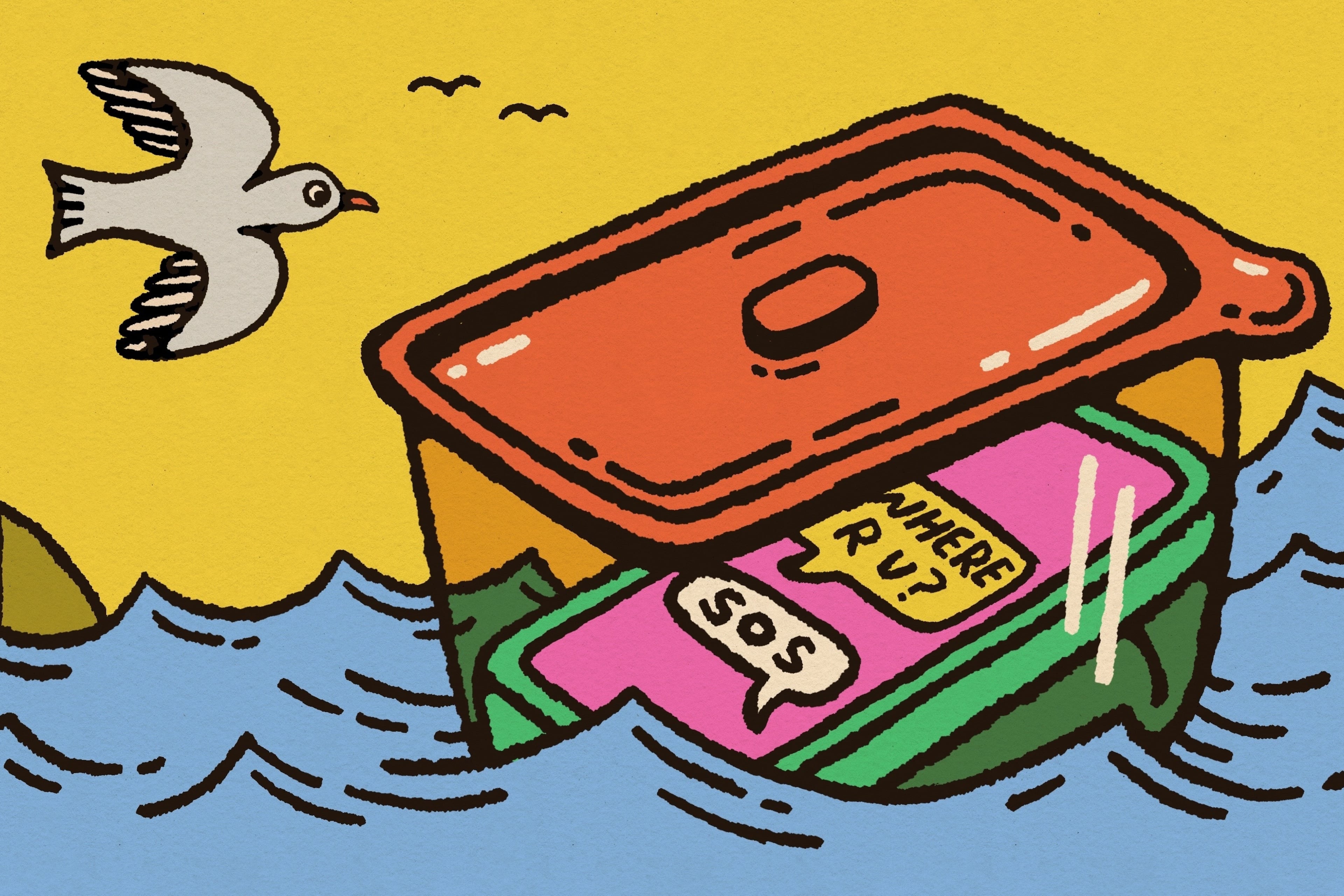 The iPhone was found in March on the beach of Ossabaw Island, about 20 miles south of where it was lost at sea. (Illustration: Marcie LaCerte for the AJC)