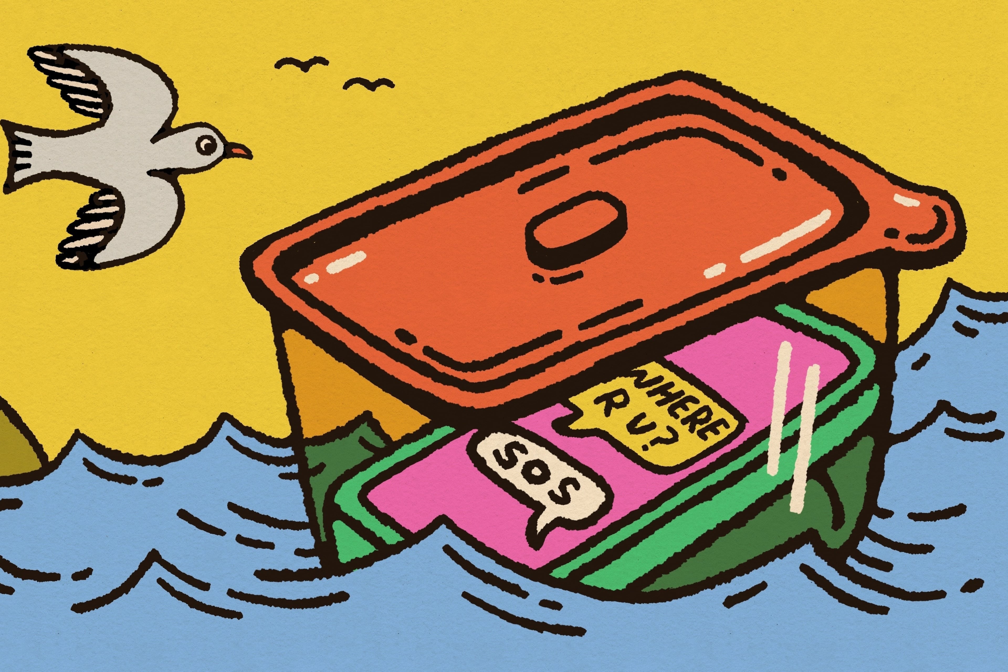 The iPhone was found in March on the beach of Ossabaw Island, about 20 miles south of where it was lost at sea. (Illustration: Marcie LaCerte for the AJC)
