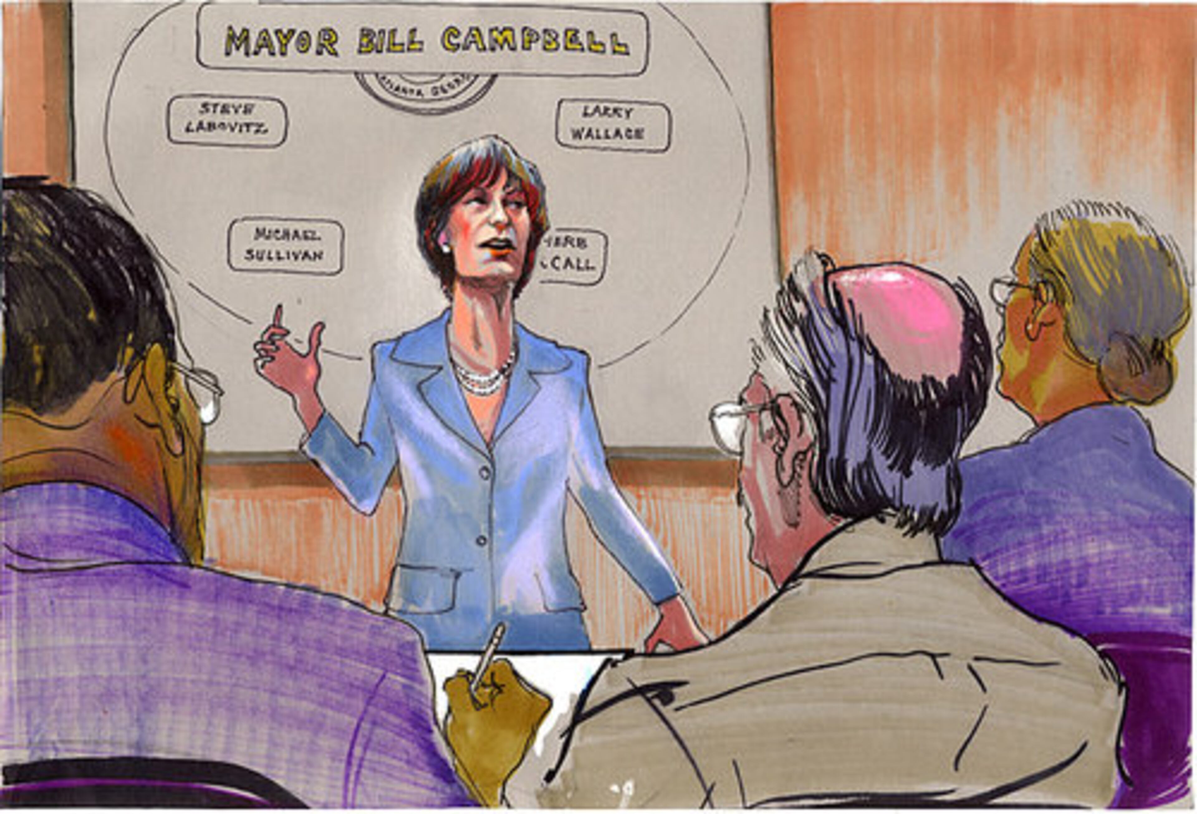 Prosecutor Sally Yates giving her opening statement.