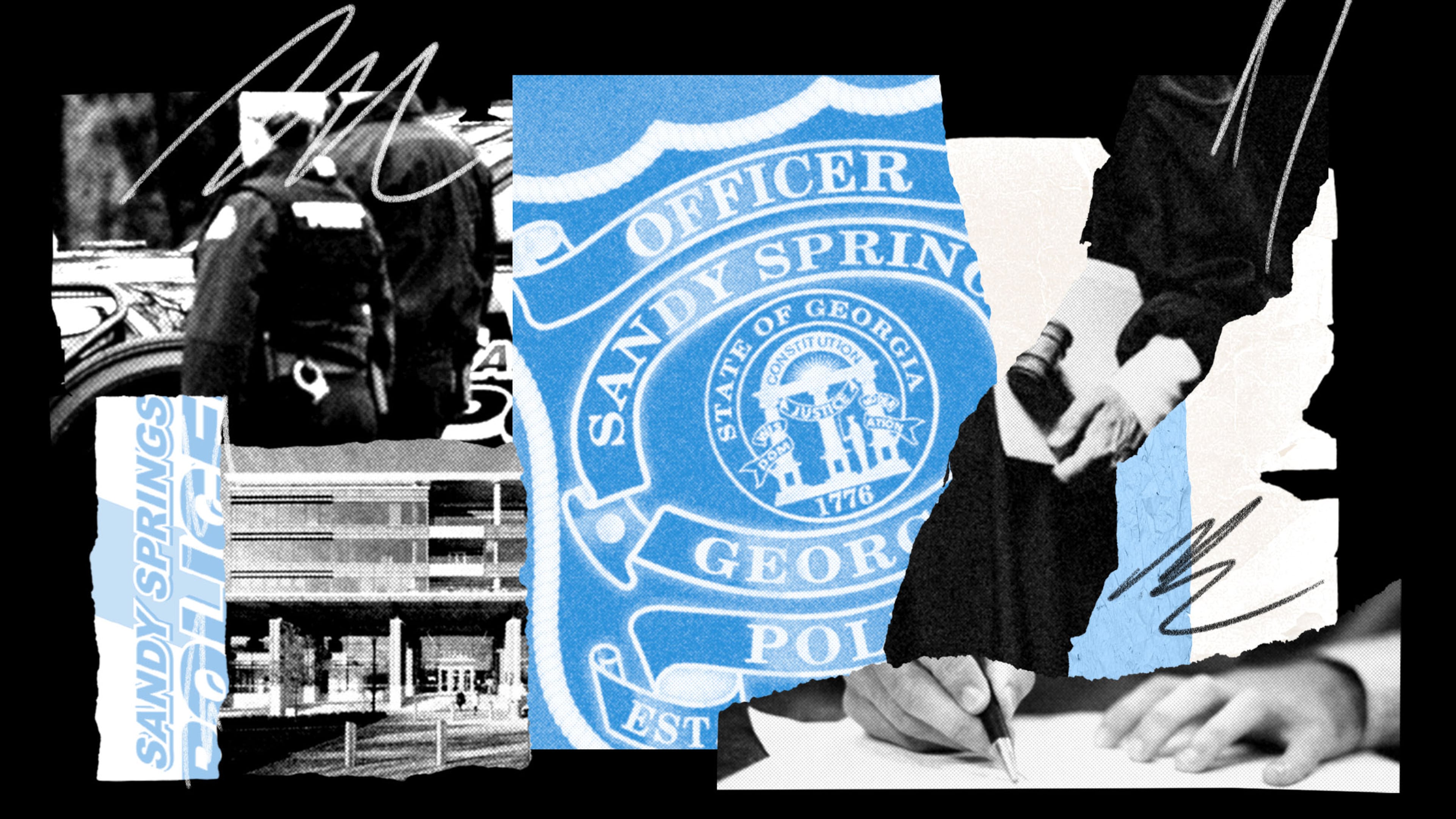 Appen Media sued Sandy Springs in May 2023, alleging the city refused to produce detailed police officer narratives in response to requests for incident reports made under the Georgia Open Records Act. (Photo Illustration: Chris Skinner for the AJC | Source: Ben Hendren/AJC, city of Sandy Springs, file)