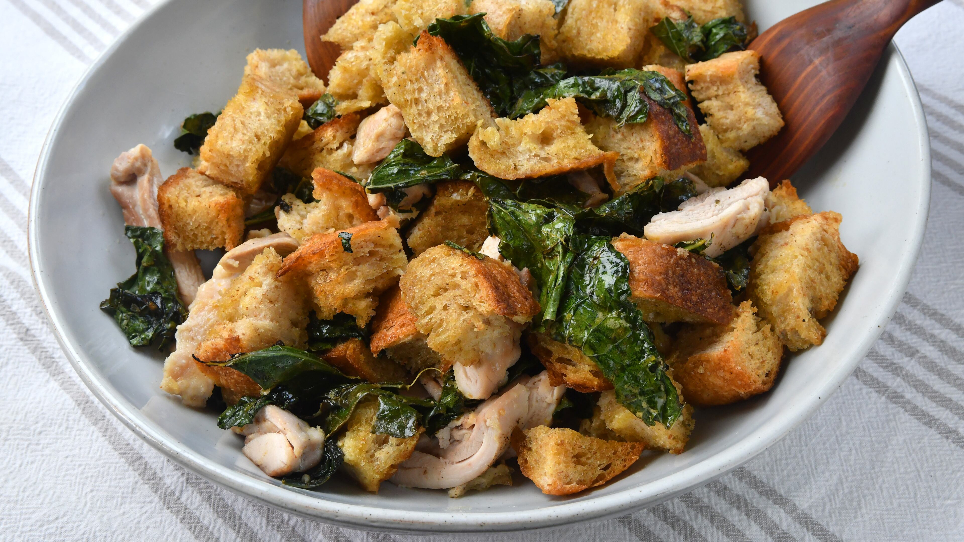 Warm Chicken Panzanella. (CHRIS HUNT FOR THE ATLANTA JOURNAL-CONSTITUTION)