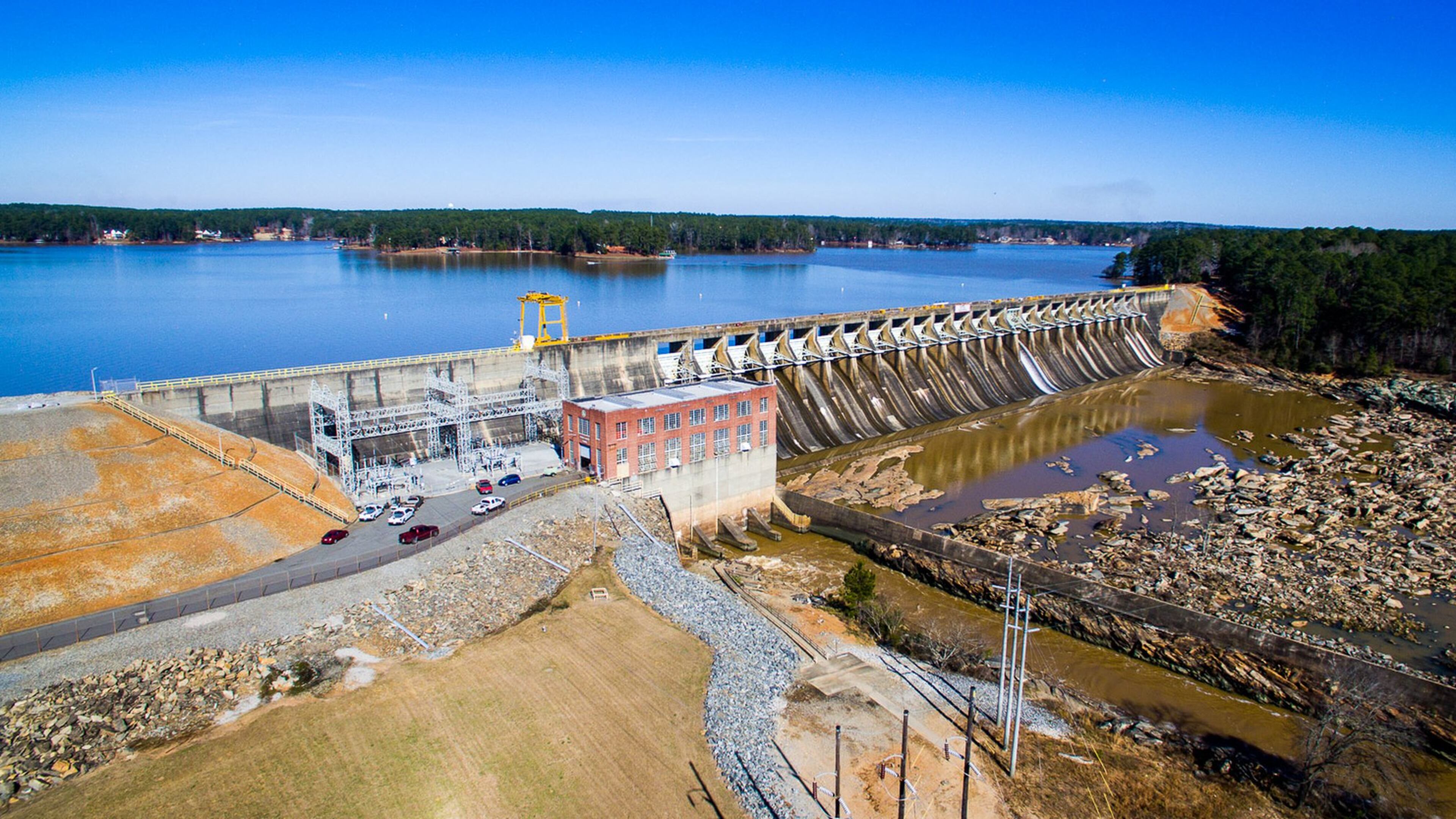 Wayne Harrison said he took this photo in January with a drone at the Lake Sinclair dam in Milledgeville.