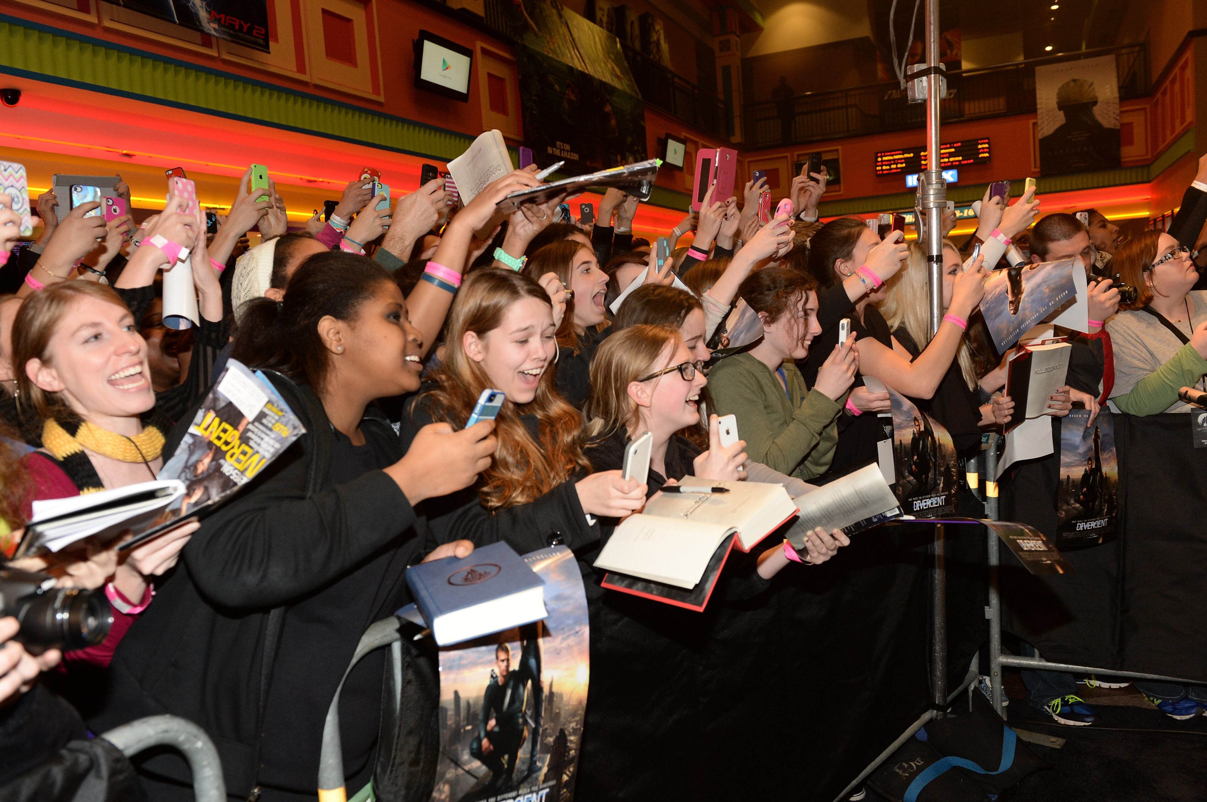 Fans react at a screening of "Divergent" March 3, 2014 at Regal Atlantic Station in Atlanta.